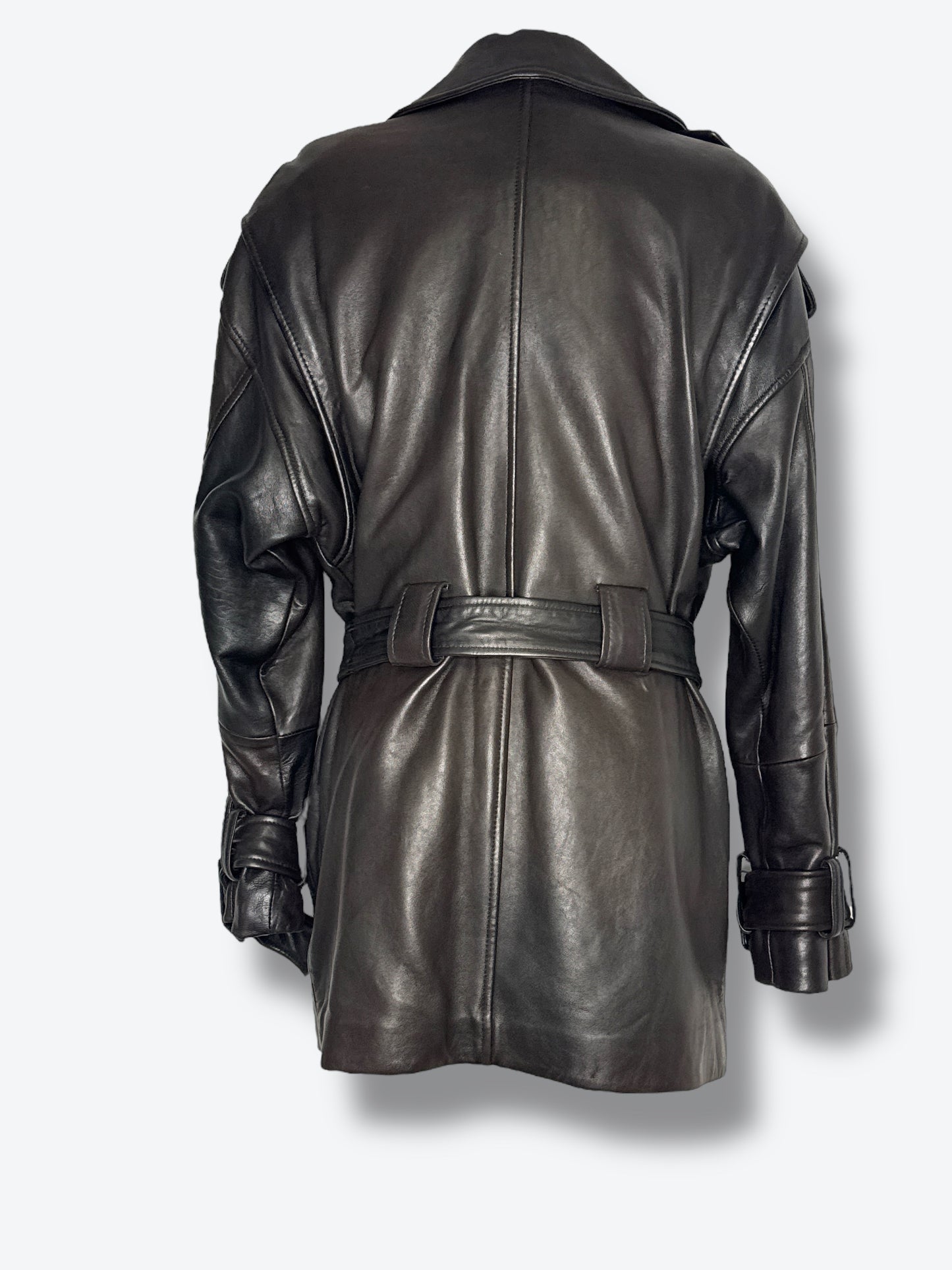 1970s Henri Bendel Leather Short Waisted Trench