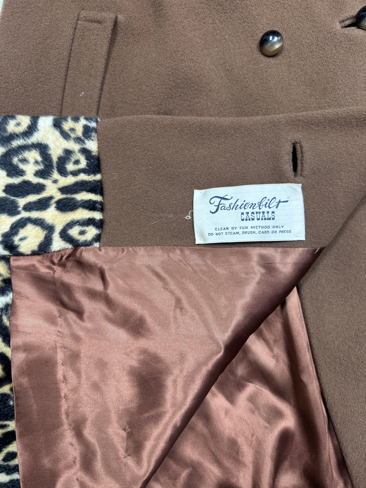 1960s “Fashionbuilt Casuals” Leopard Trim Poncho