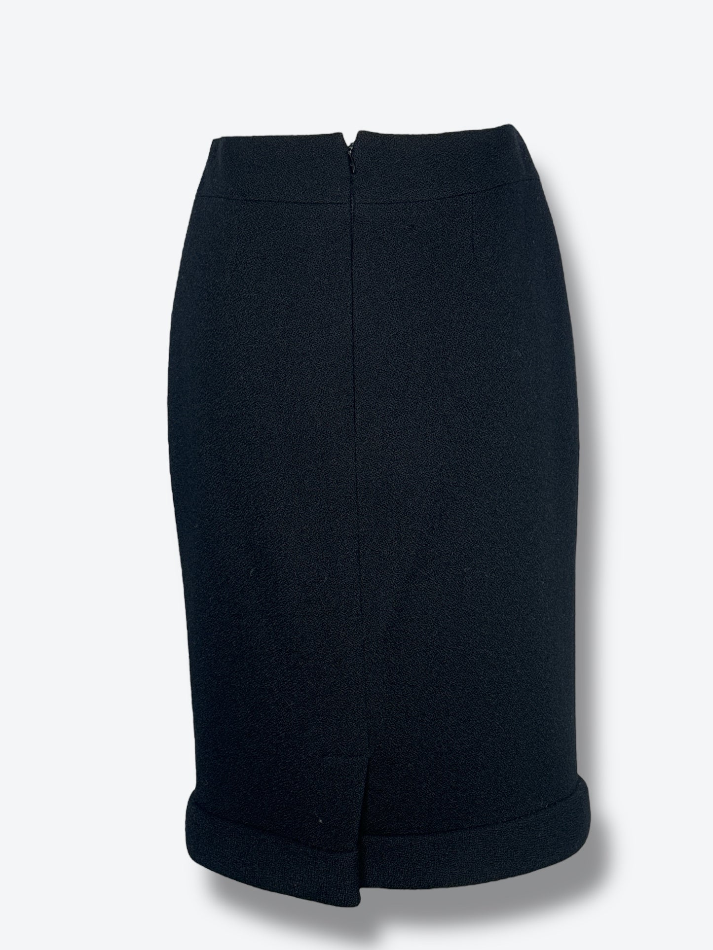 2008 Chanel Fall Black Boucle Wool Skirt