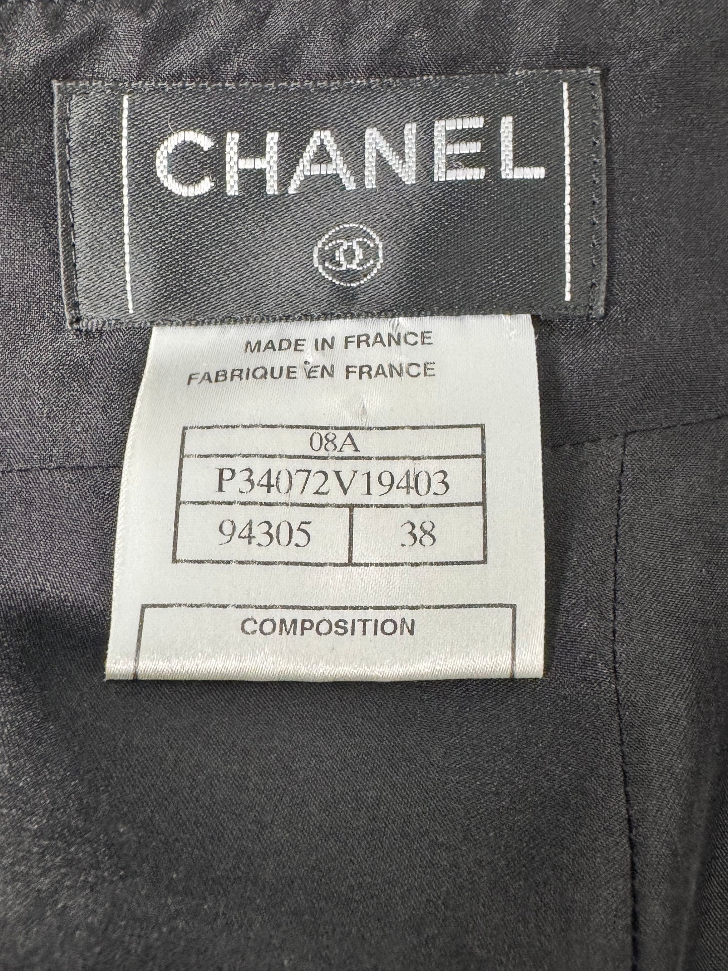 2008 Chanel Fall Black Boucle Wool Skirt