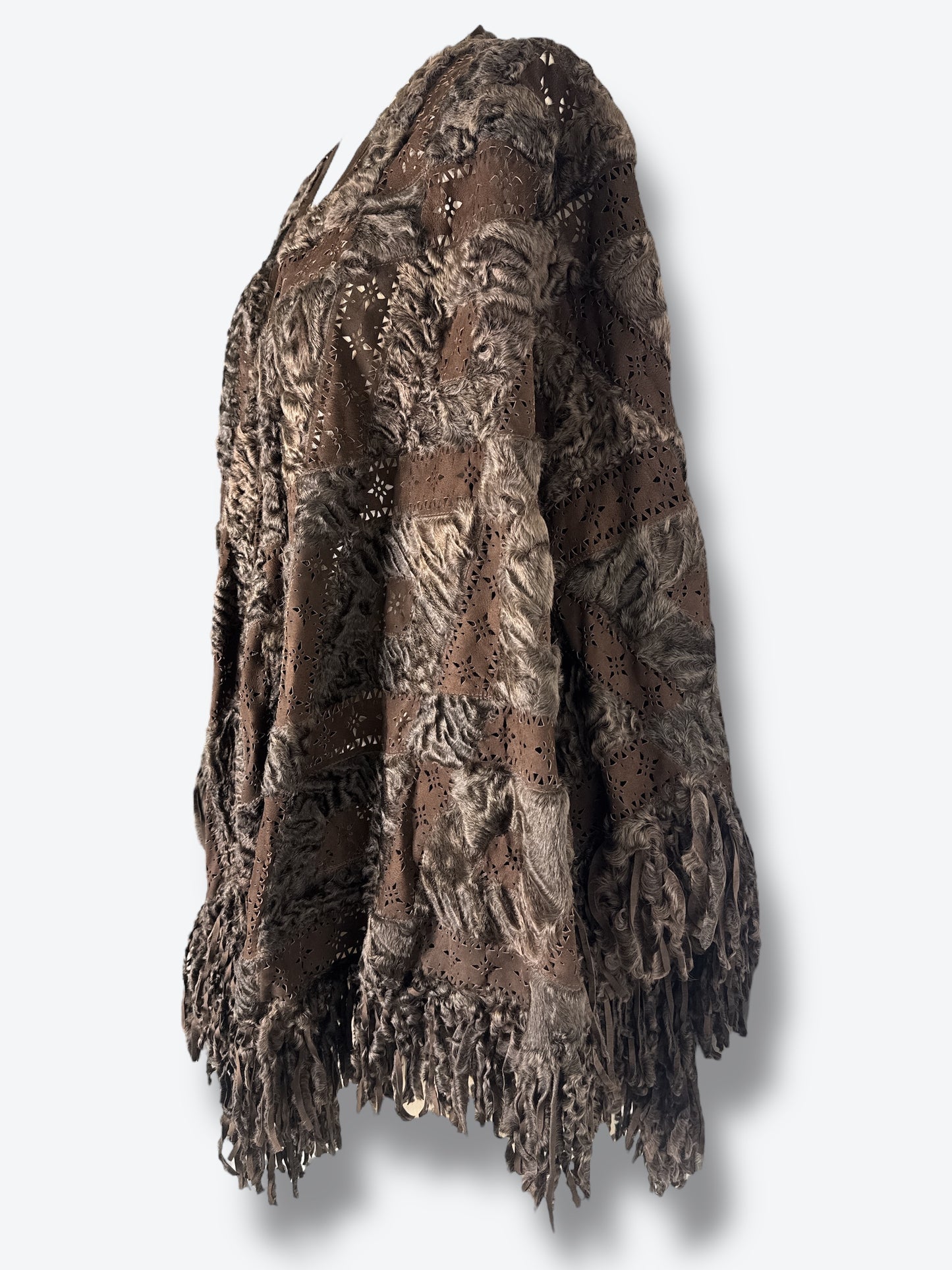 Vintage Shearling and Suede Cape