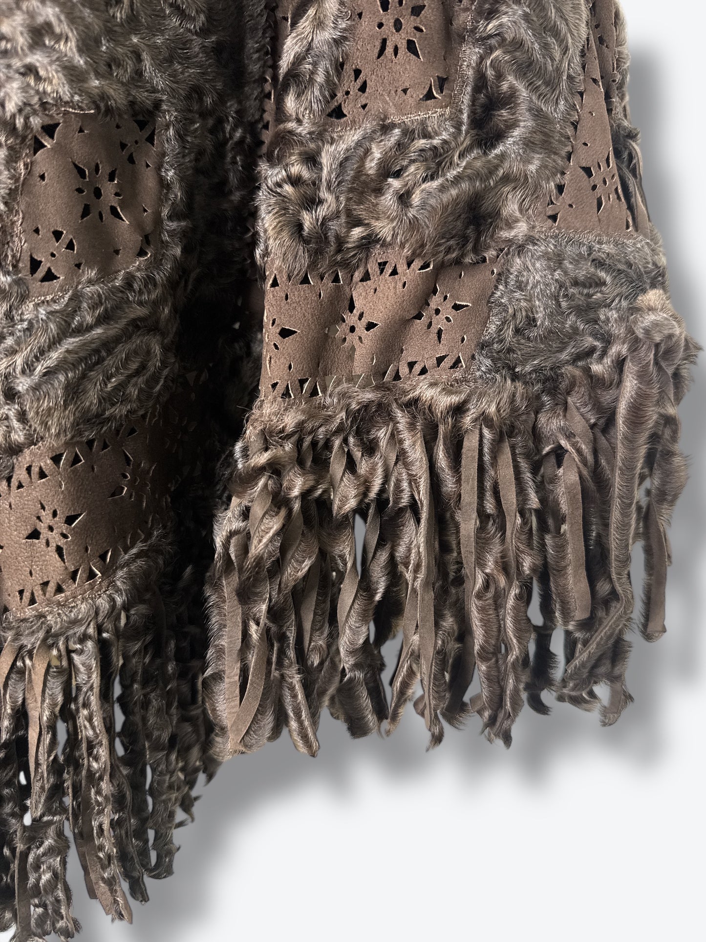 Vintage Shearling and Suede Cape