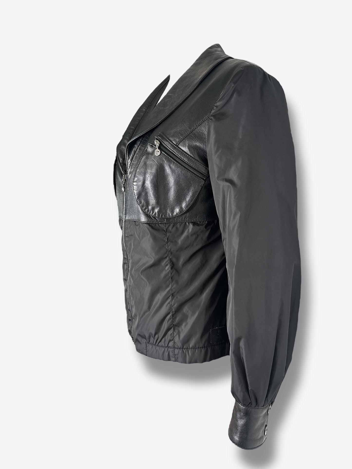 1990s “Only” Thierry Mugler Black Leather & Nylon Jacket