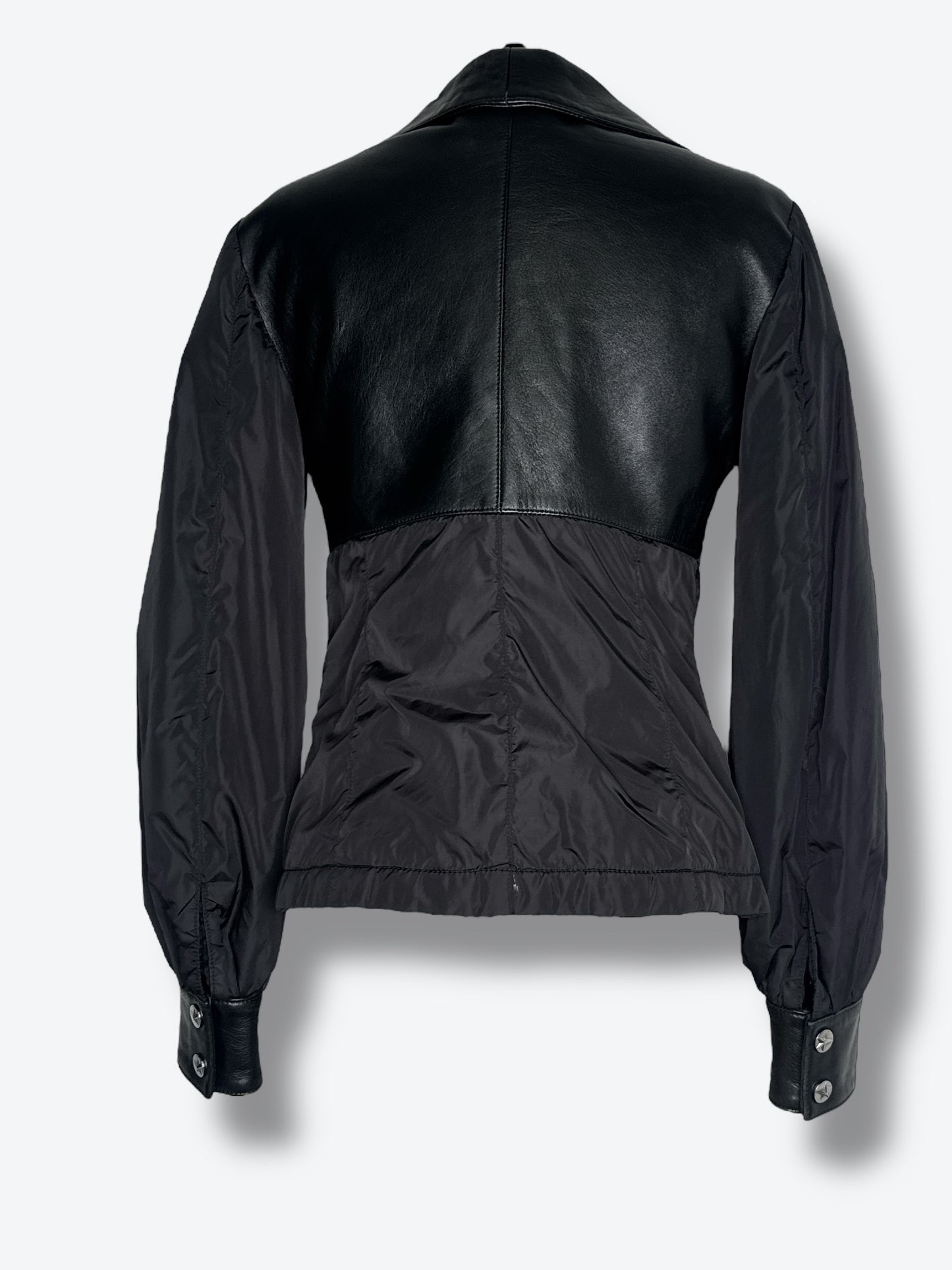 1990s “Only” Thierry Mugler Black Leather & Nylon Jacket