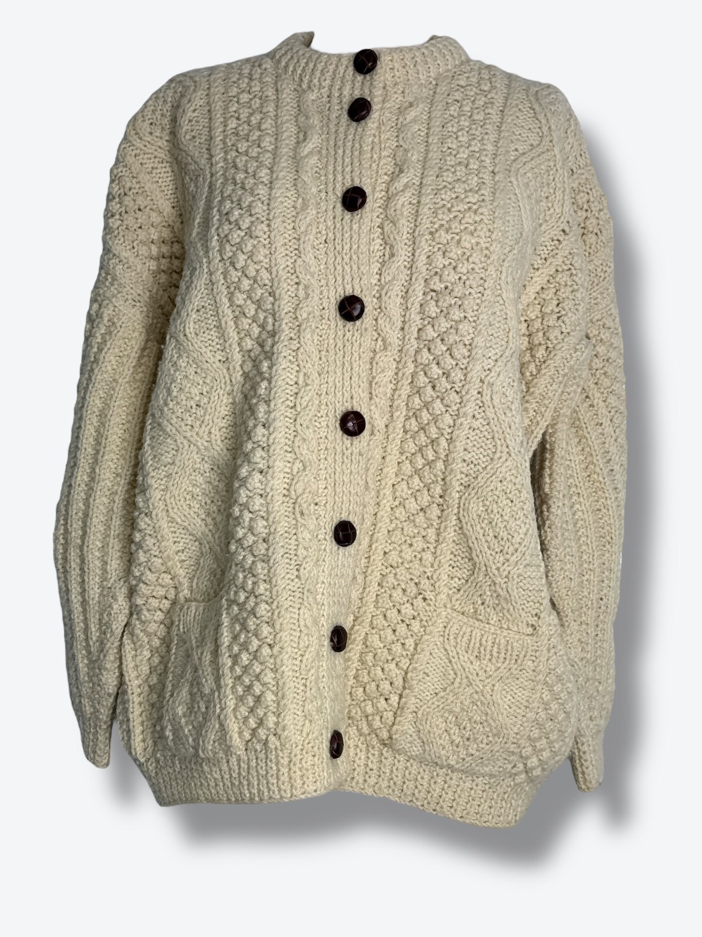 Unisex Irish Aran Creme Cardigan