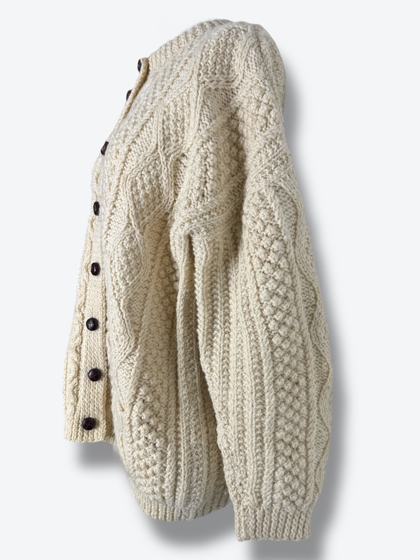 Unisex Irish Aran Creme Cardigan