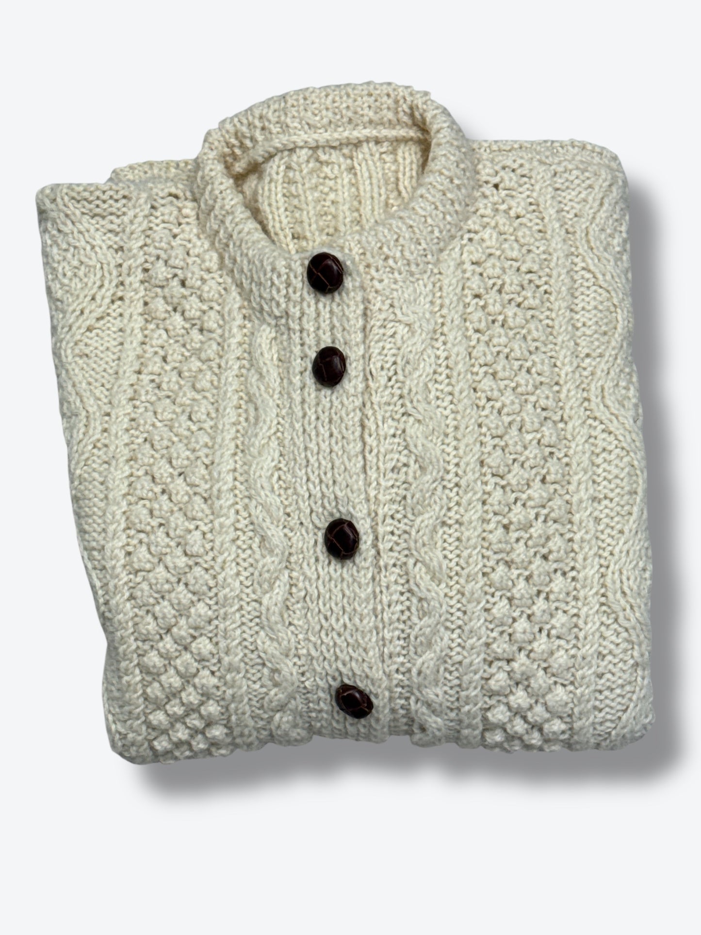 Unisex Irish Aran Creme Cardigan