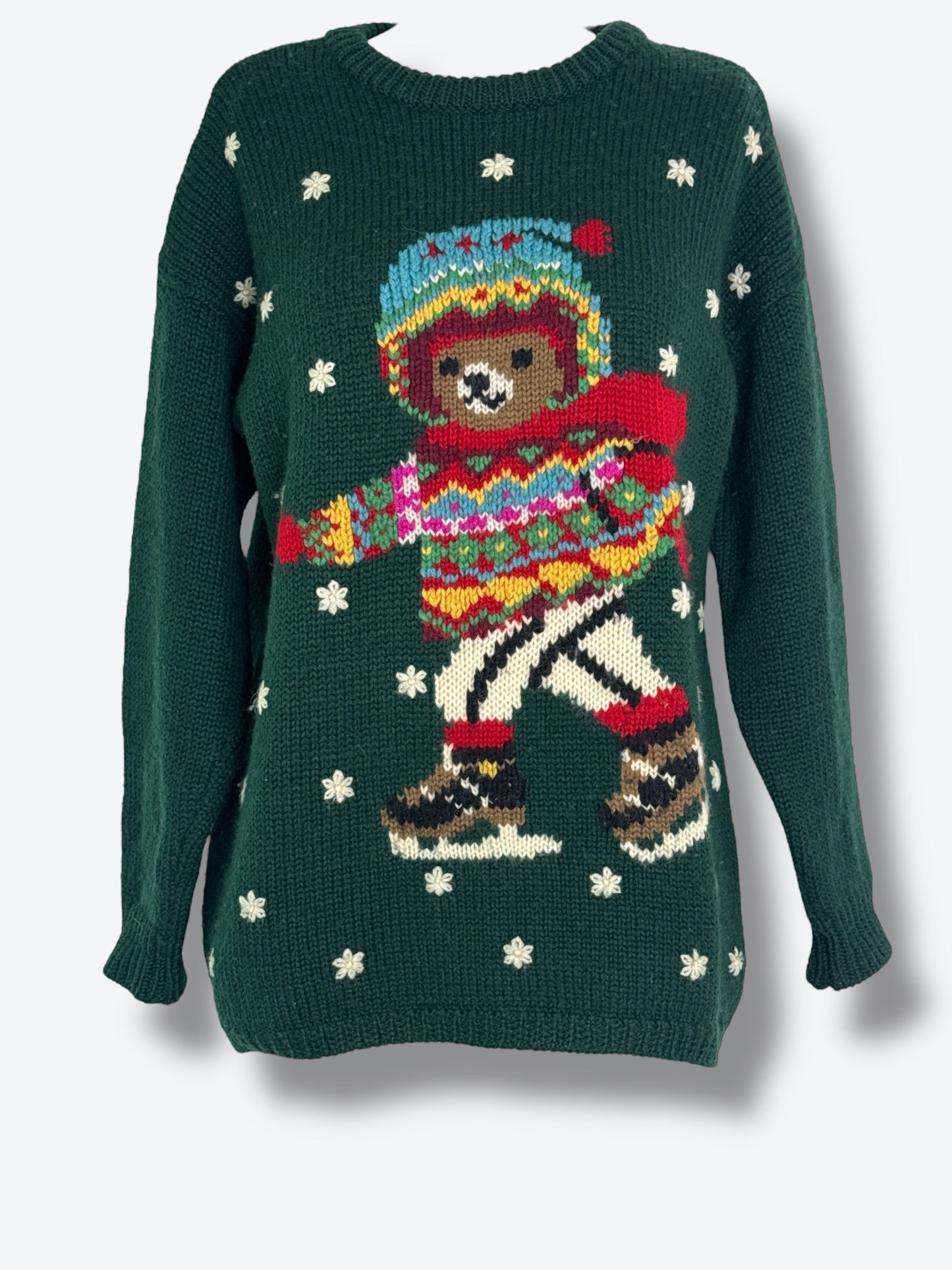1980s Liz Sport Petite Bear Skating Sweater