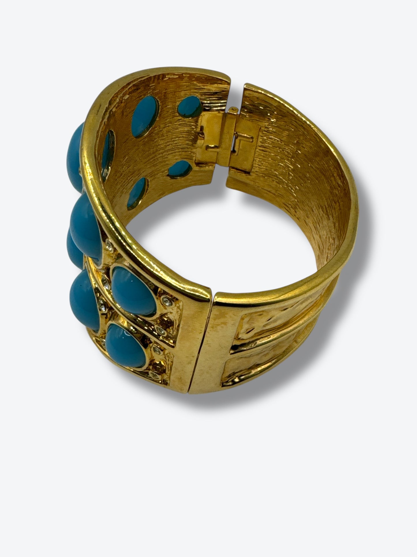 Vintage Kenneth Jay Lane Gold-Tone Cuff Bracelet with Turquoise Cabochons