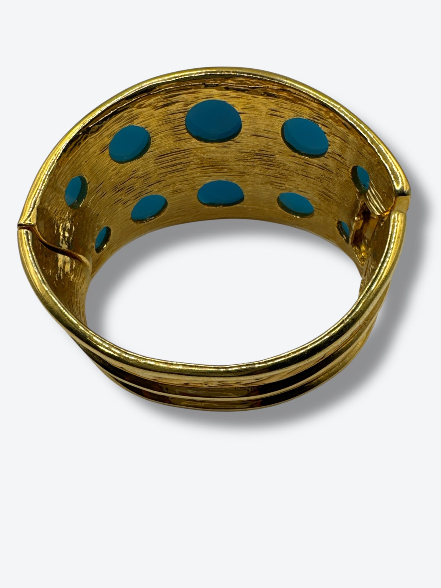 Vintage Kenneth Jay Lane Gold-Tone Cuff Bracelet with Turquoise Cabochons