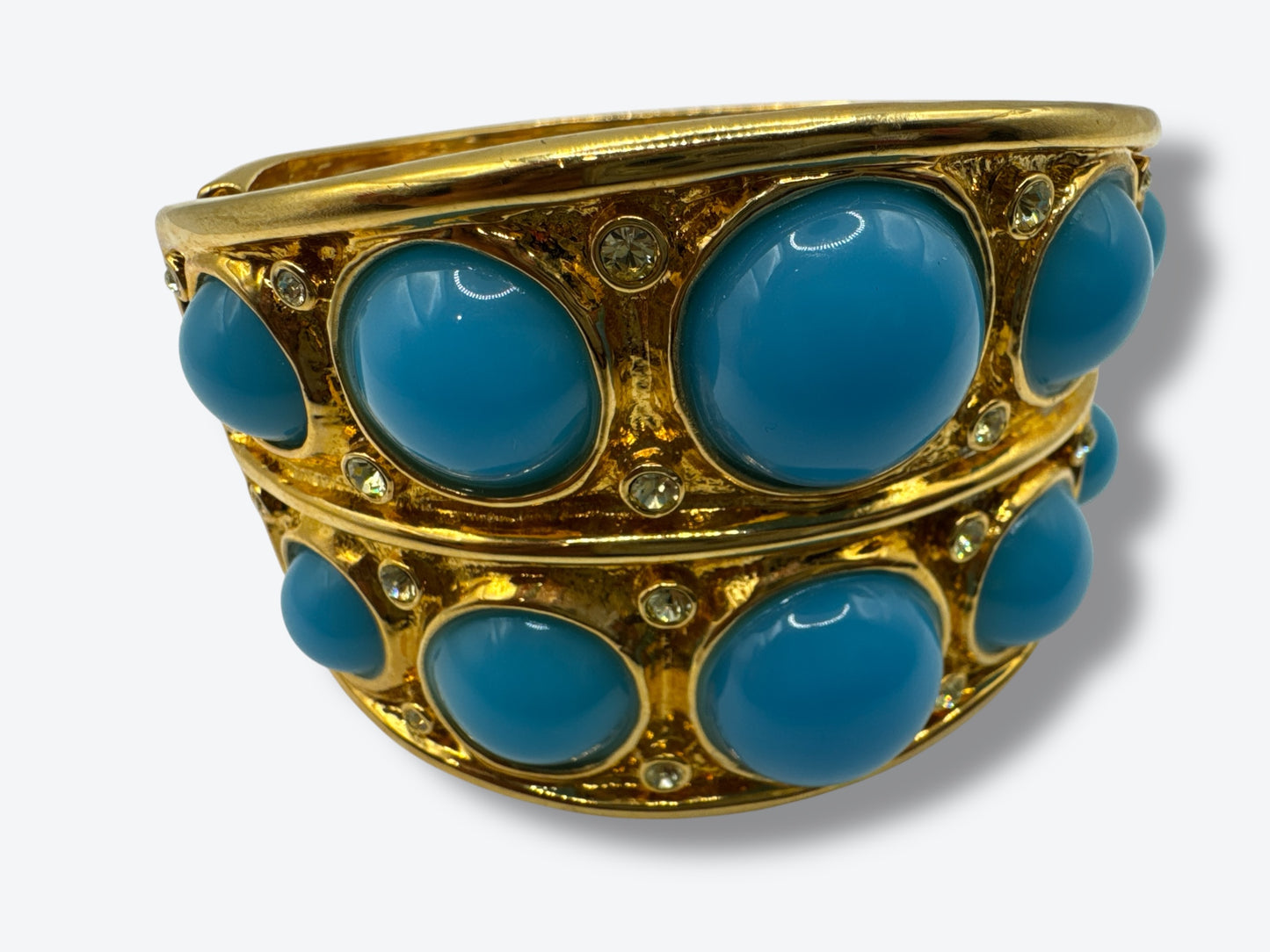 Vintage Kenneth Jay Lane Gold-Tone Cuff Bracelet with Turquoise Cabochons