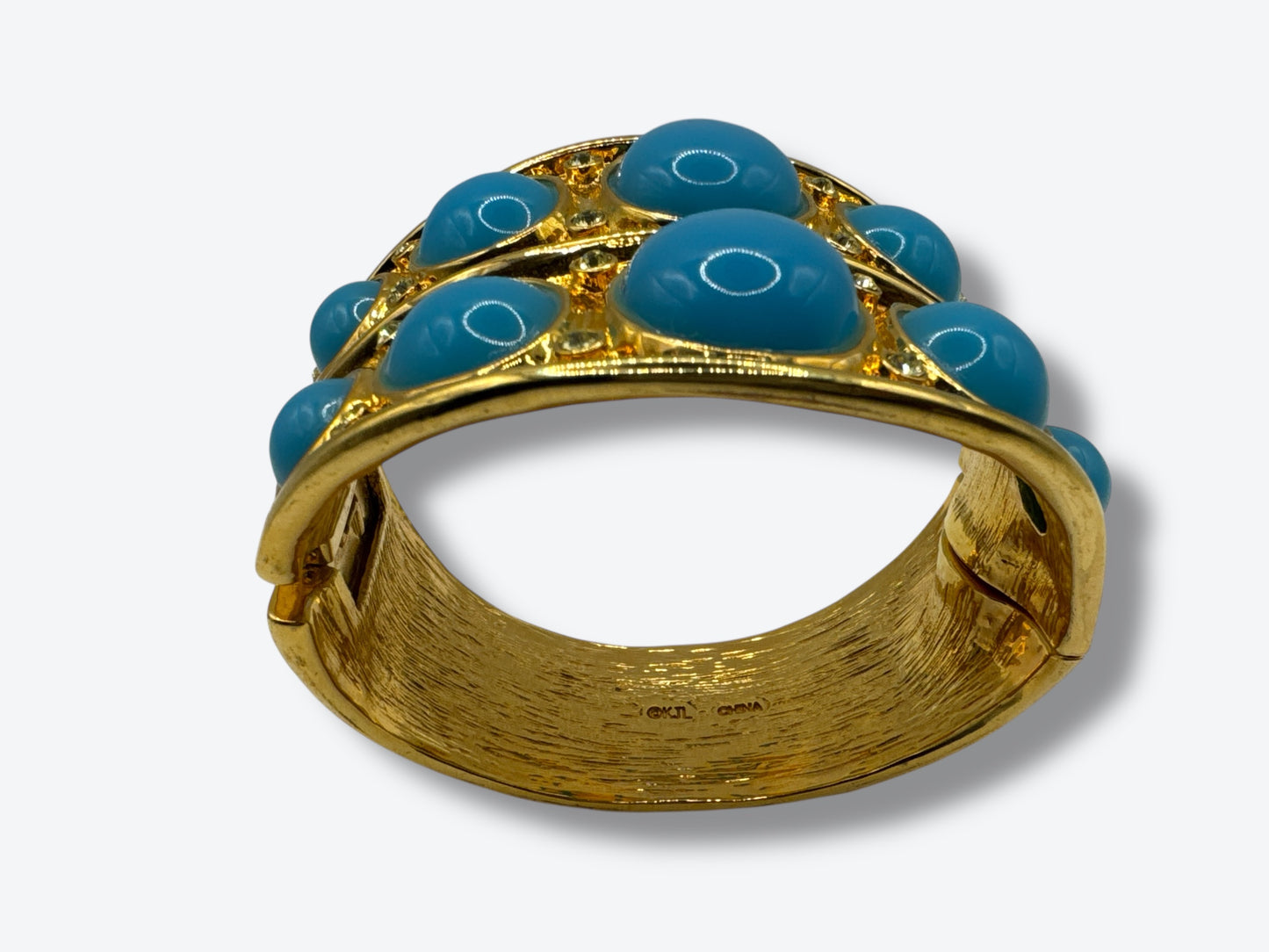 Vintage Kenneth Jay Lane Gold-Tone Cuff Bracelet with Turquoise Cabochons