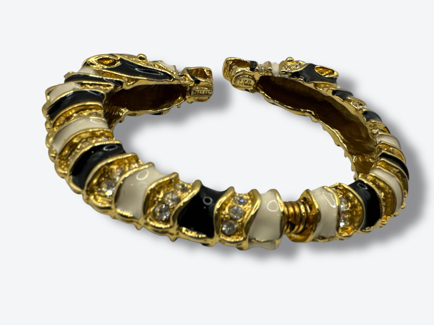 1980s Kenneth J Lane Zebra Rhinestone Cuff