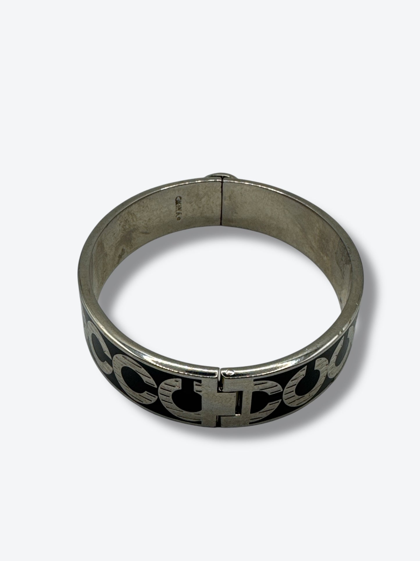 Y2K Coach New York Silver & Black Enamel Logo Bangle
