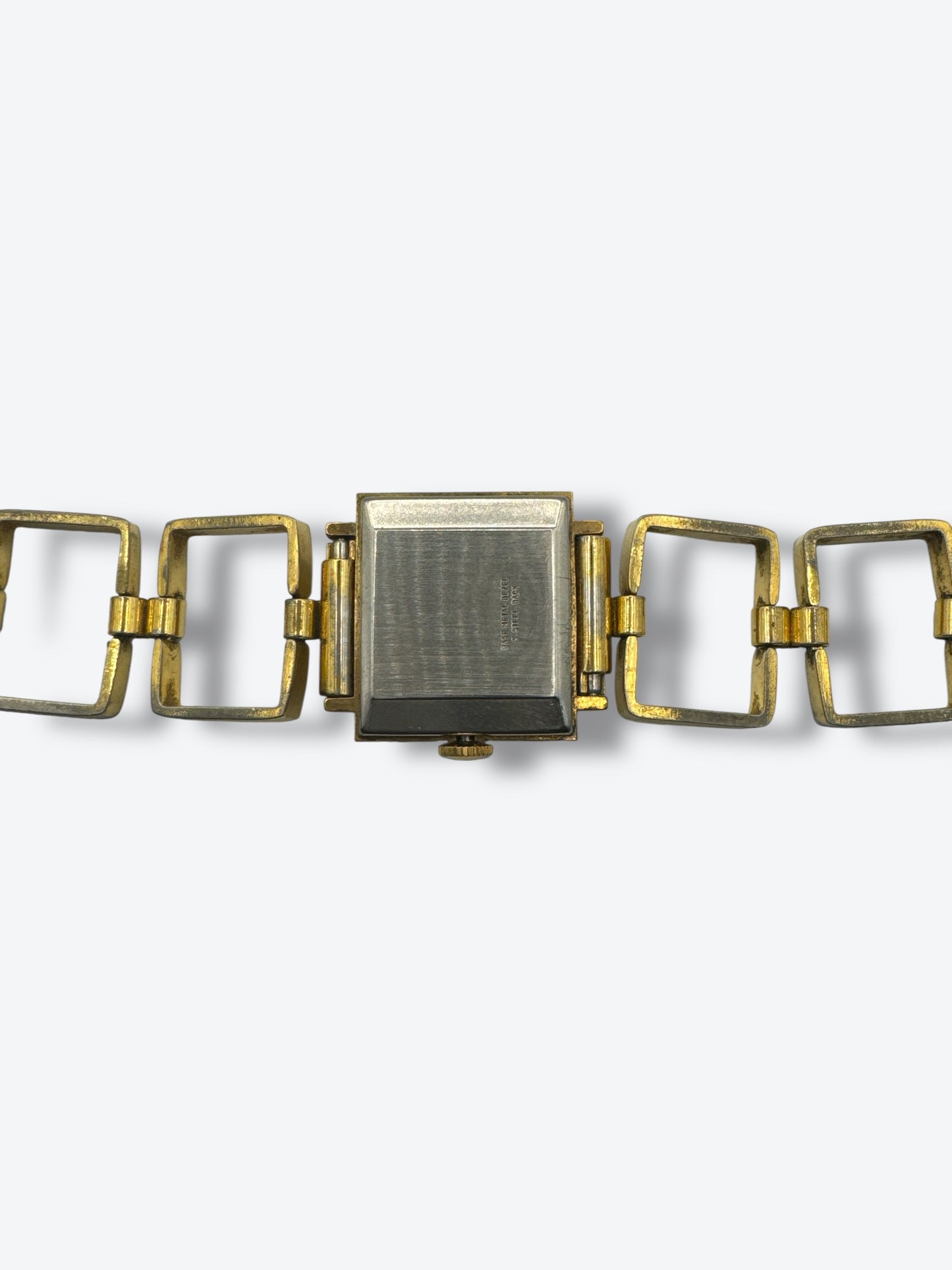 Vintage 1970s Geometric Link Watch – Gold & Silver Two-Tone