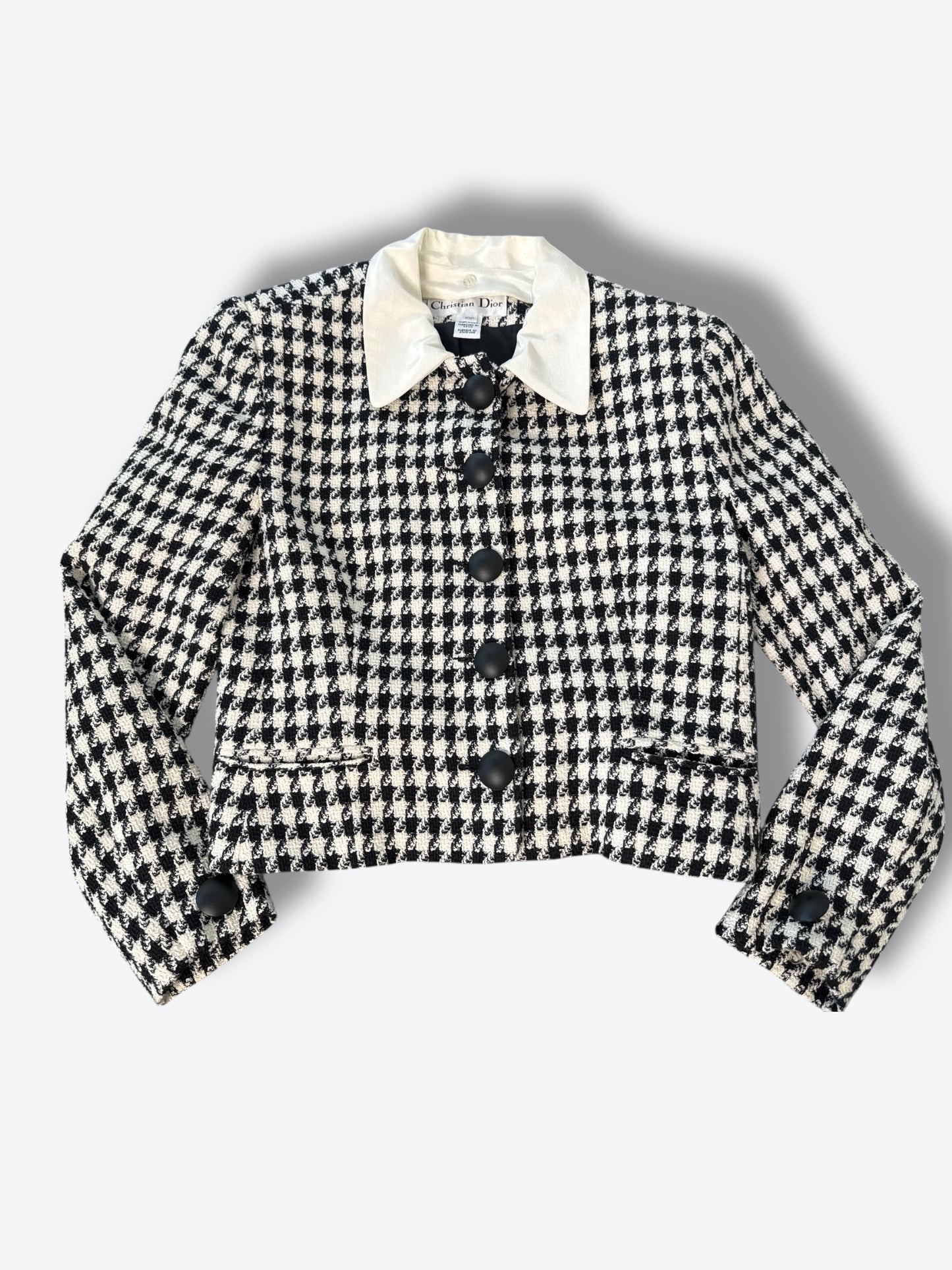 1980s Christian Dior Houndstooth Cropped Blazer