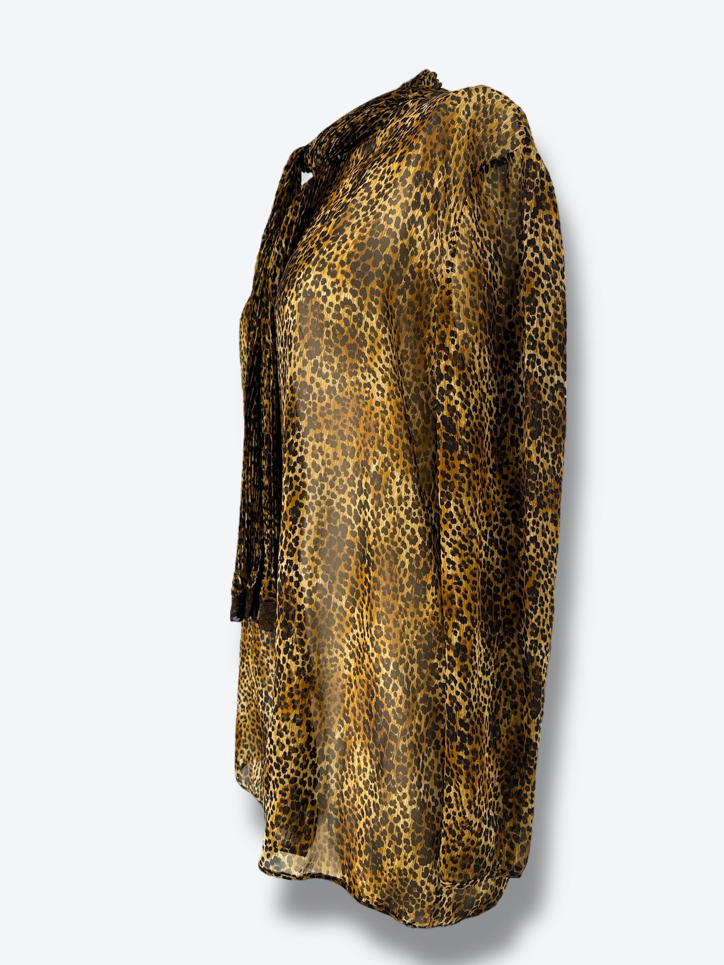 Vintage Emanuel Ungaro Parallèle Leopard Print Sheer Blouse – 1980s/90s Glamour