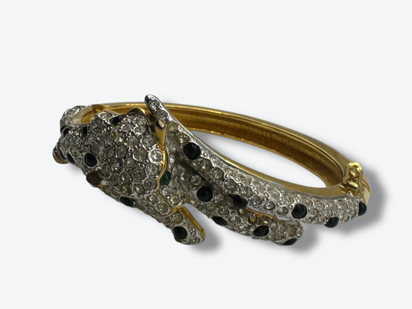 Vintage Rhinestone Panther Wrap Bracelet