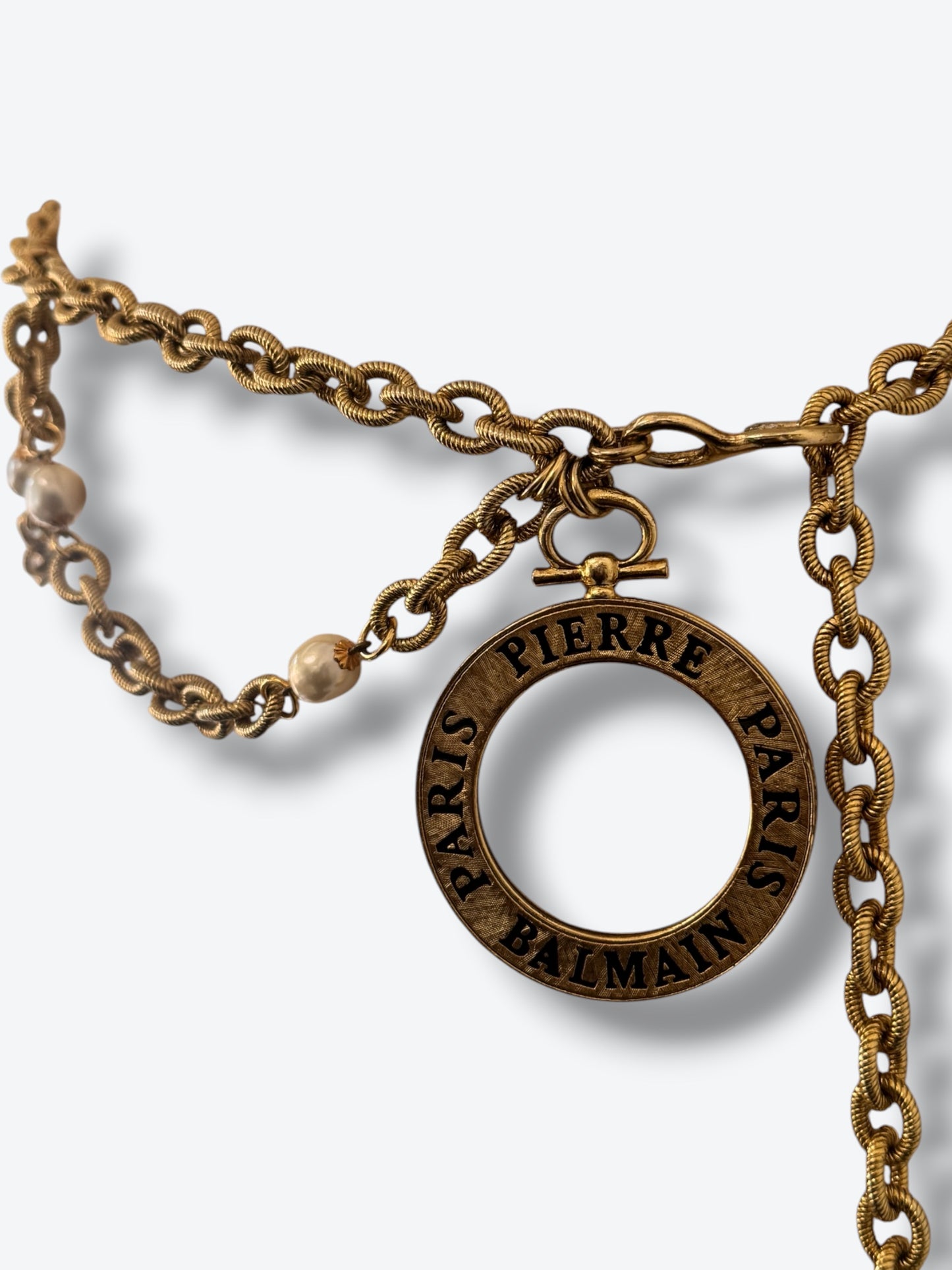 Vintage Pierre Balmain Paris Logo Pendant Chain Necklace
