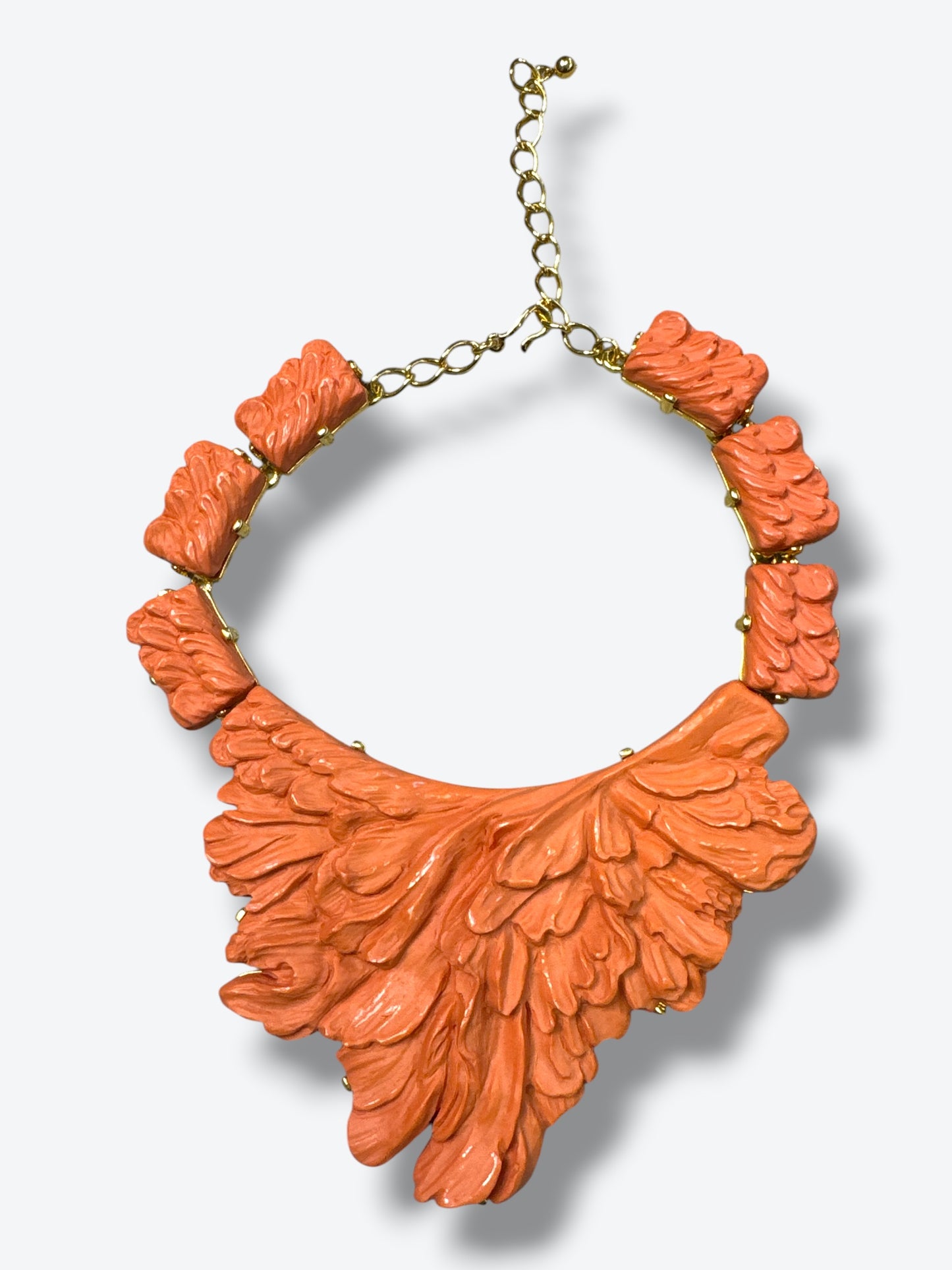 1980s Kenneth Jay Lane Vintage Coral Enamel Statement Necklace