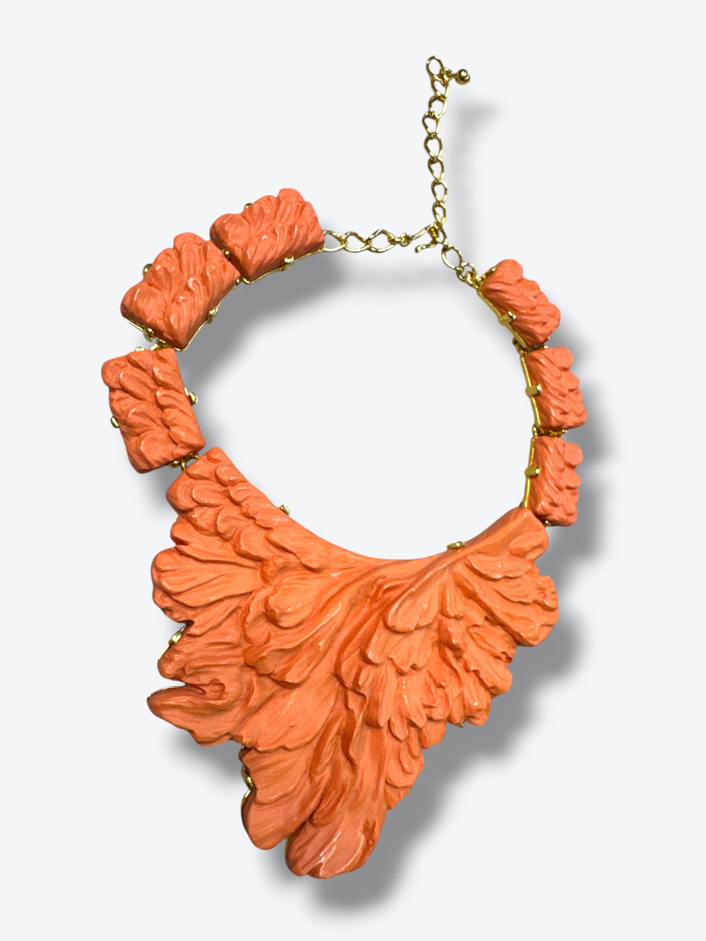1980s Kenneth Jay Lane Vintage Coral Enamel Statement Necklace