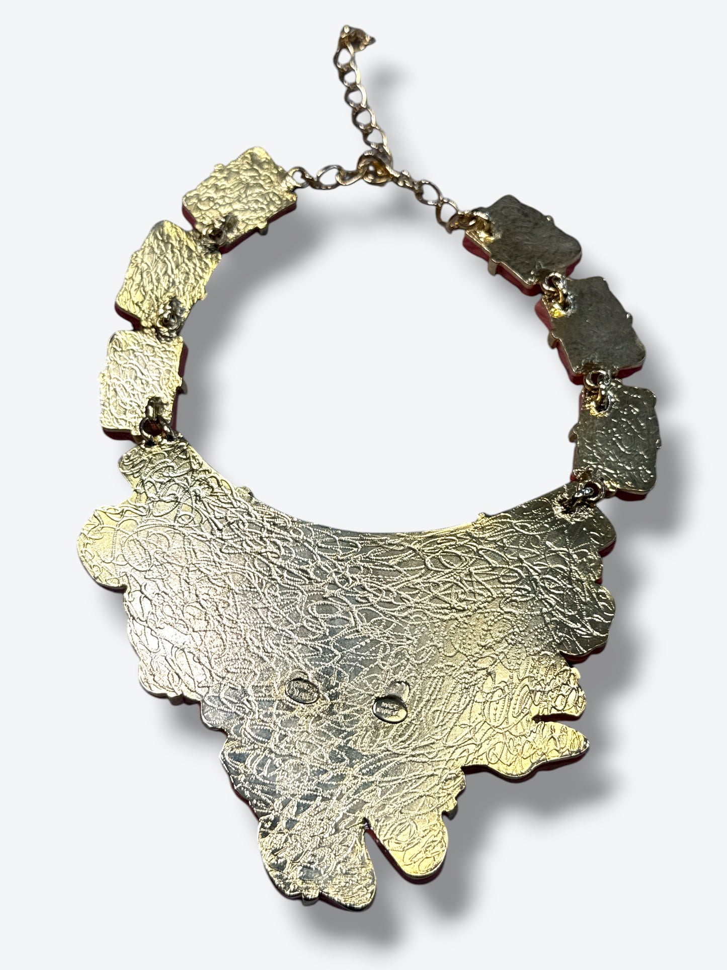 1980s Kenneth Jay Lane Vintage Coral Enamel Statement Necklace