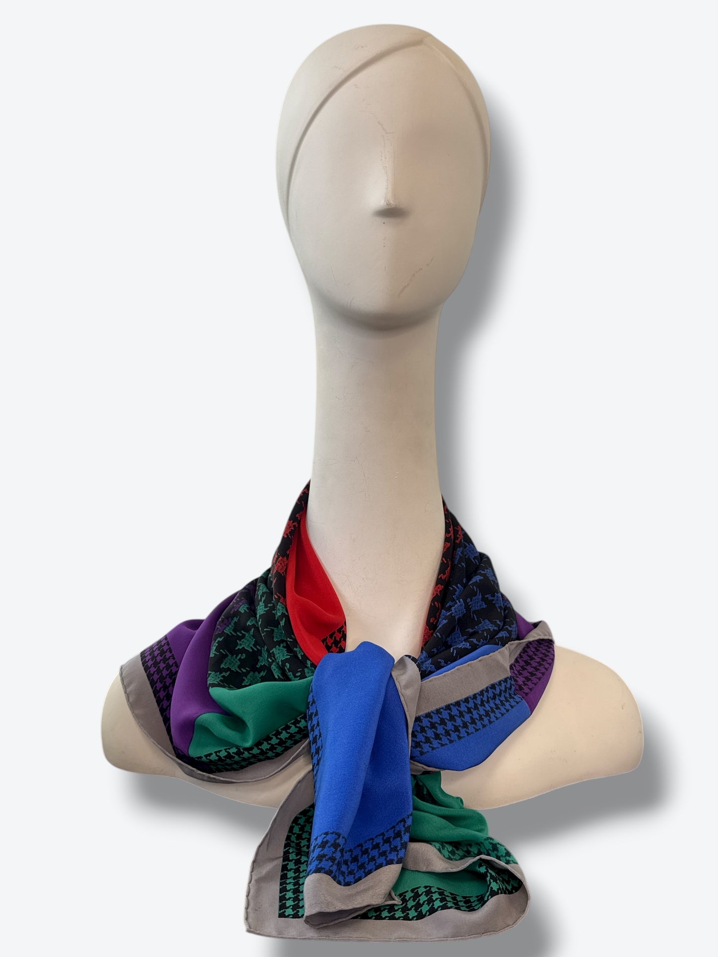 1980s Christian Dior 35” x 35” Multi Houndstooth Scarf