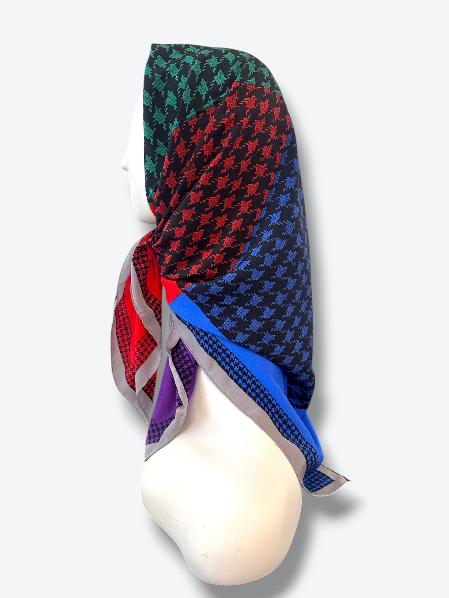 1980s Christian Dior 35” x 35” Multi Houndstooth Scarf