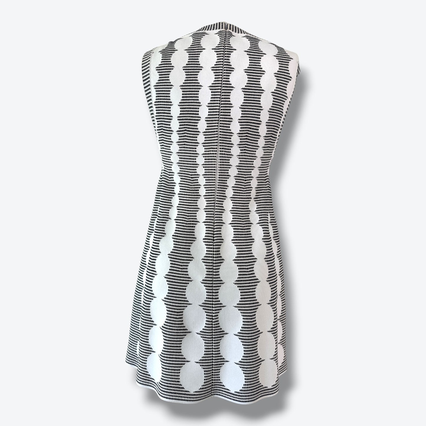 2010 Azzedine Alaïa Paris Black & White Optical Knit Sleeveless Dress