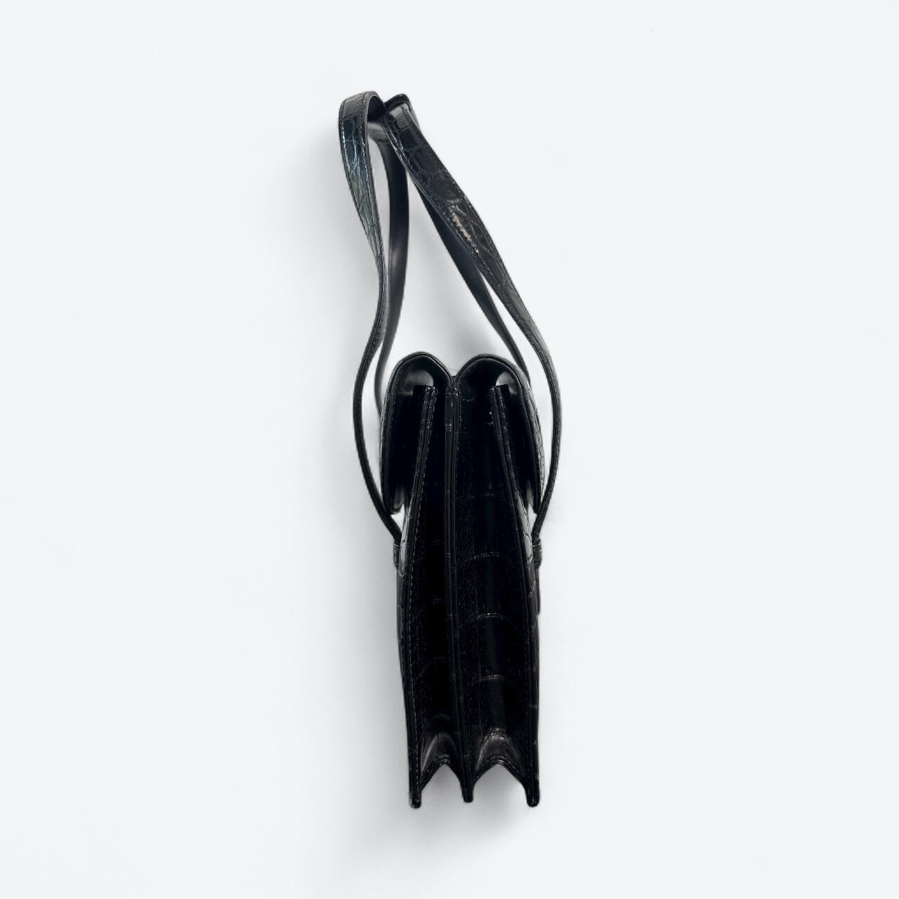 1970s  MADLER Crocodile-Embossed Top Handle Bag