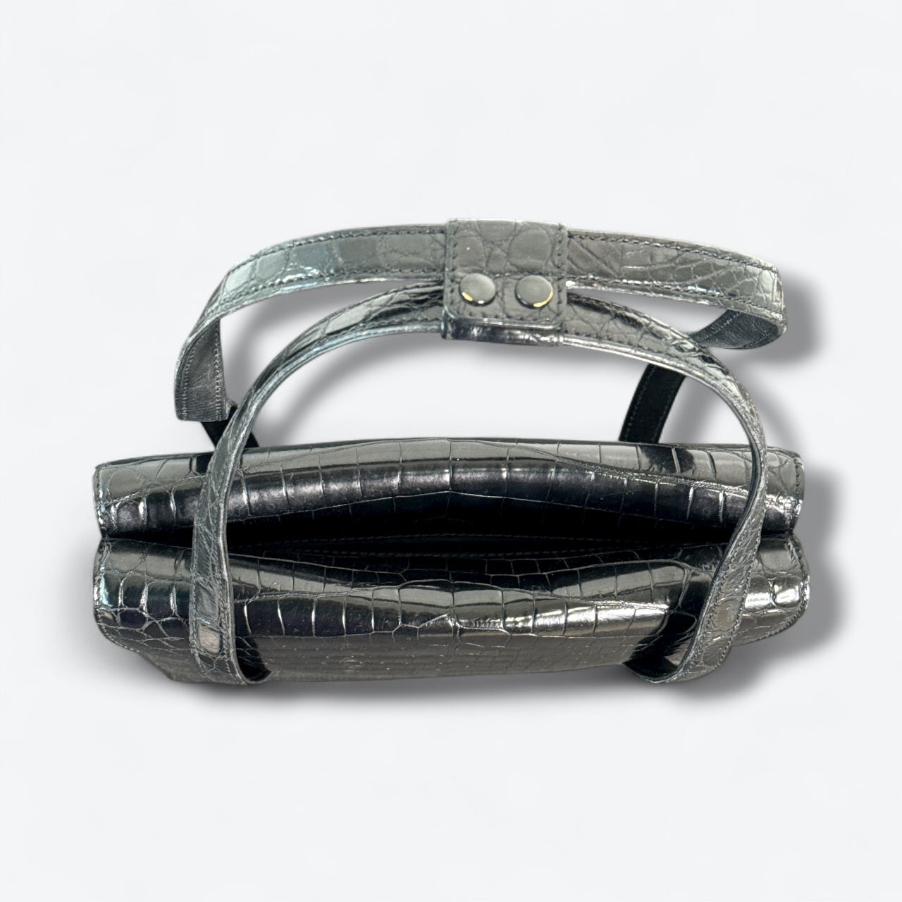 1970s  MADLER Crocodile-Embossed Top Handle Bag
