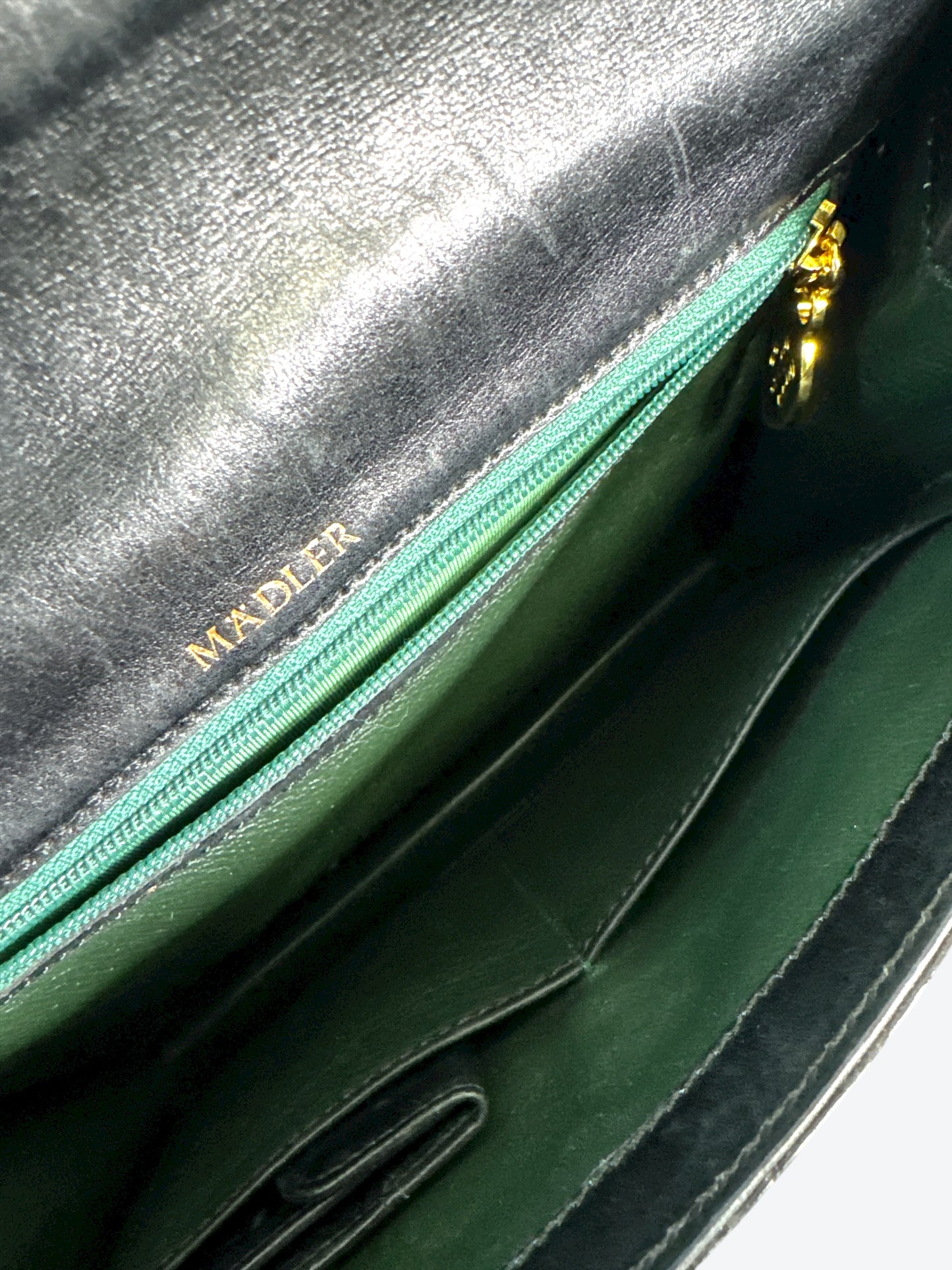 1970s  MADLER Crocodile-Embossed Top Handle Bag