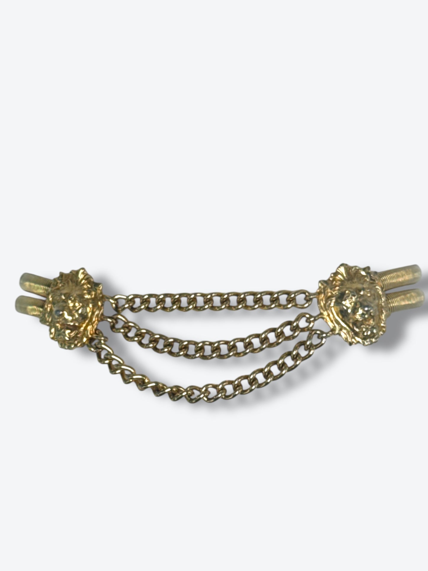 Vintage Gold Lion Medallion Chain Belt – Multi-Strand Draped Statement Accessory