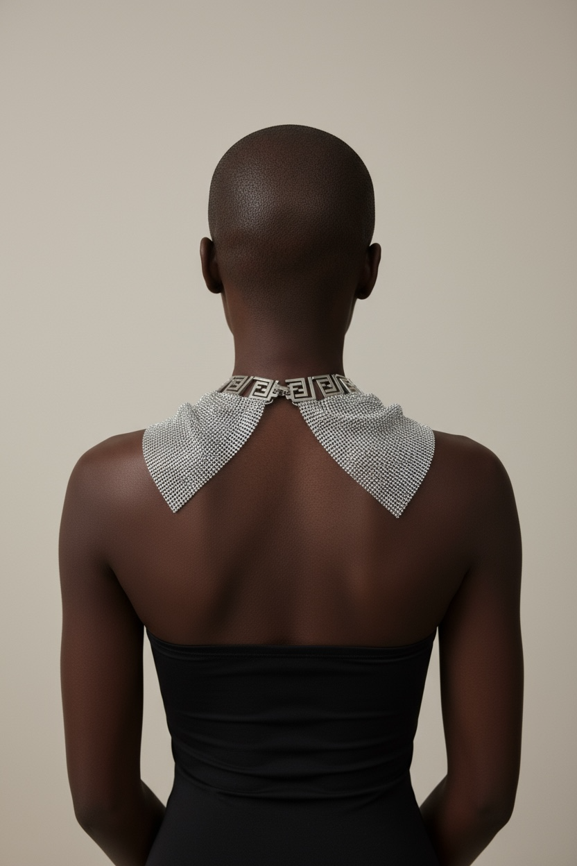Vintage Fendi Silver Greca Collar Necklace