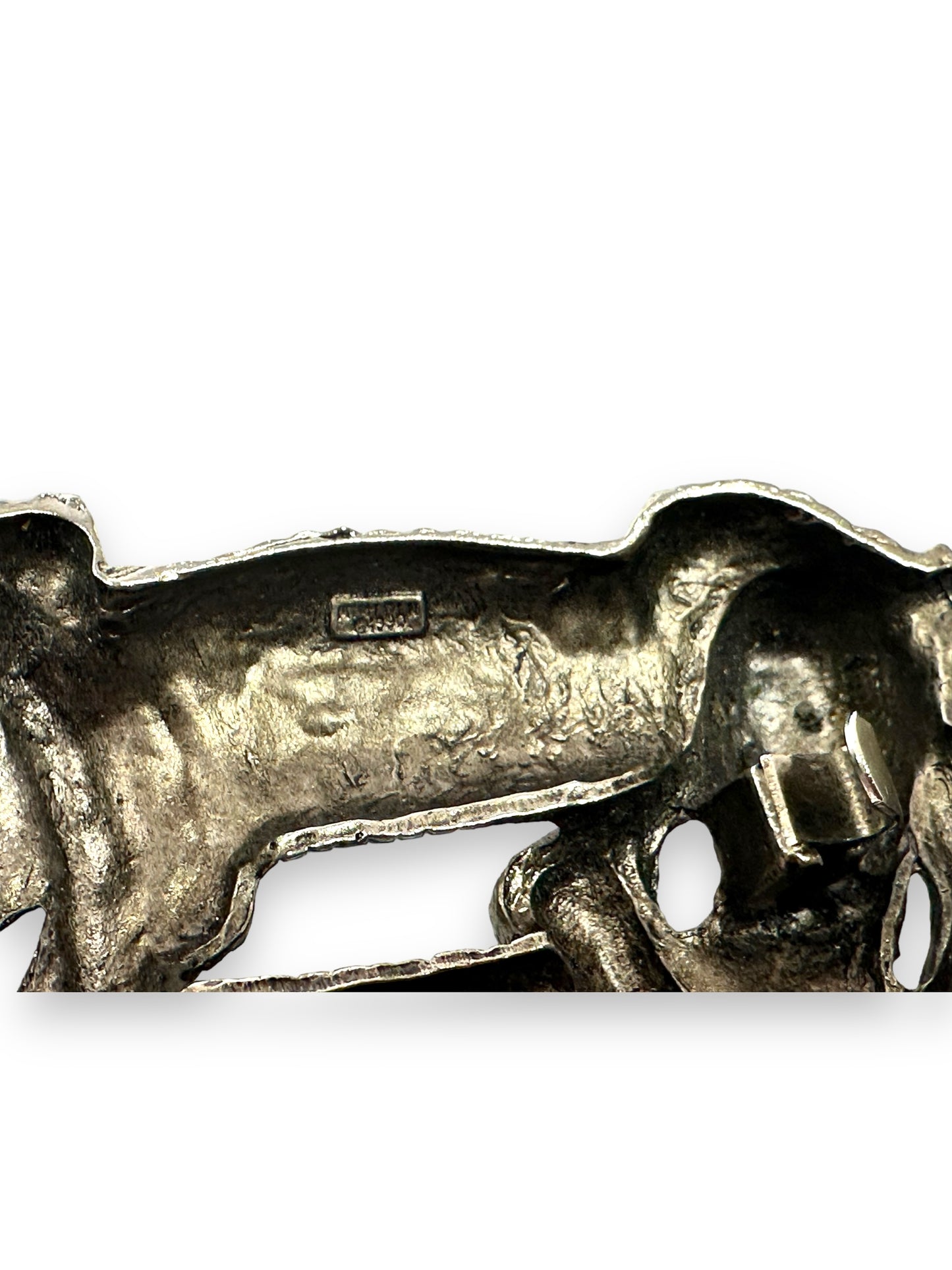 1990s Signed Double Alligator Sliver Belt Buckle