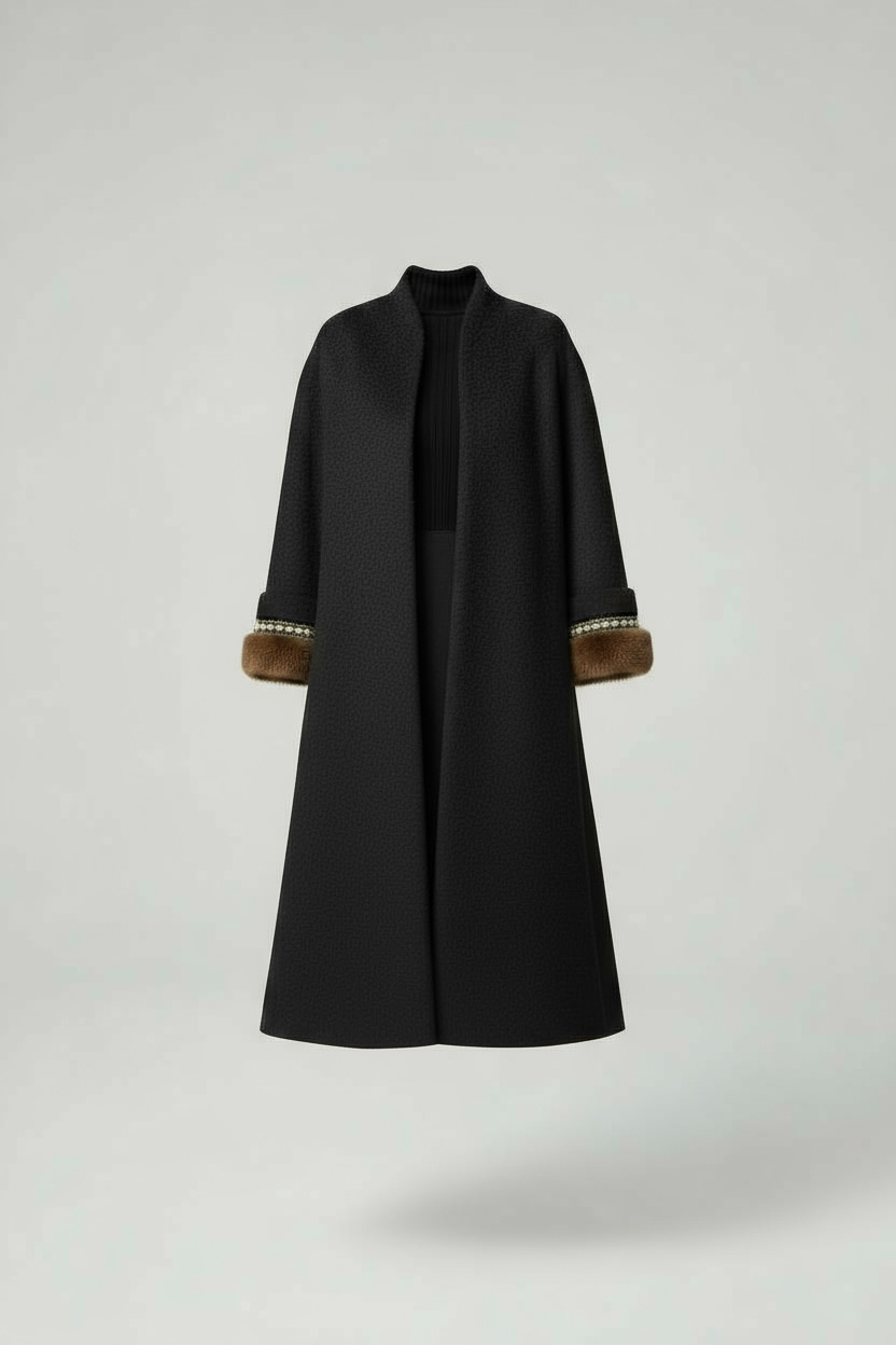 1960s Frostmann Virgin Wool Mink and Pearl Cuff Peacoat