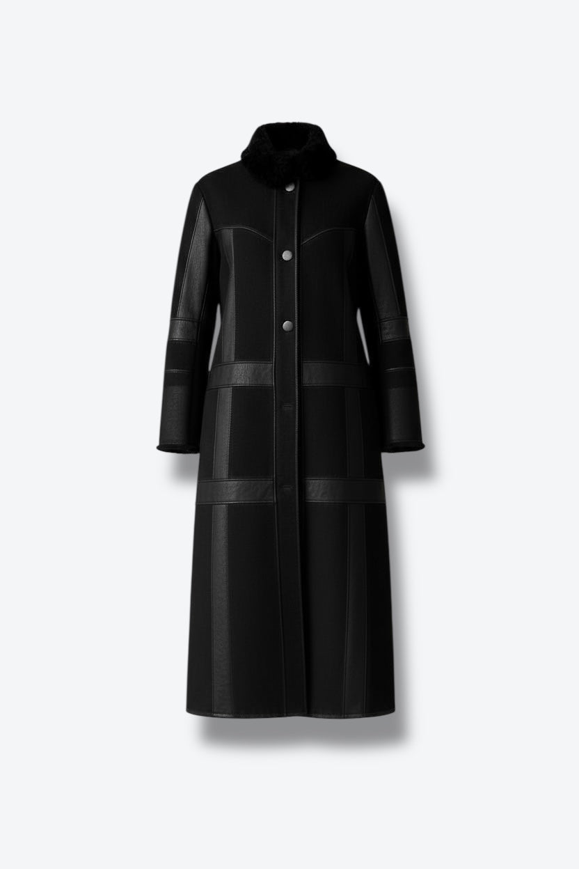 1970s Philippe Vallereuil Black Shearling Patchwork Jacket (France)