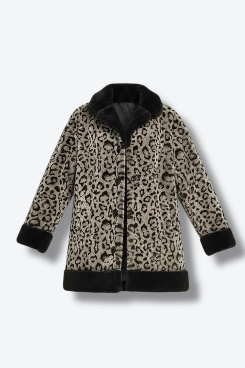 Y2K “BN” Blanc Noir Faux Fur Snow Leopard Jacket