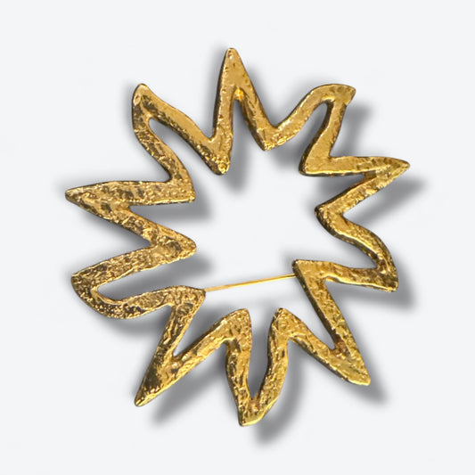 1990s Gilded Sunburst Statement Brooch