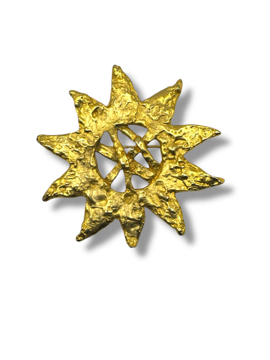 1980s D’Elfa Paris Gilded Sunburst Brooch