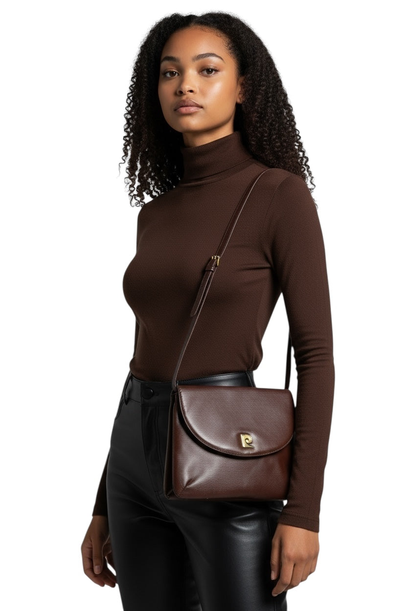 1970s Pierre Cardin Brown Shoulder Bag / Convertible Clutch