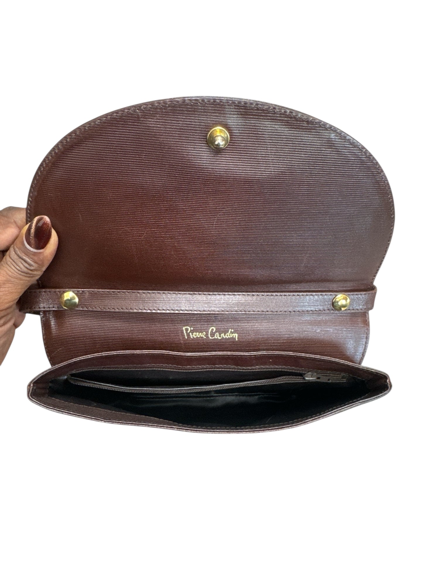1970s Pierre Cardin Brown Shoulder Bag / Convertible Clutch