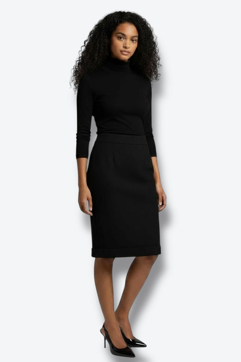 2008 Chanel Fall Black Boucle Wool  Skirt