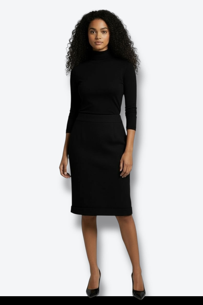 2008 Chanel Fall Black Boucle Wool  Skirt