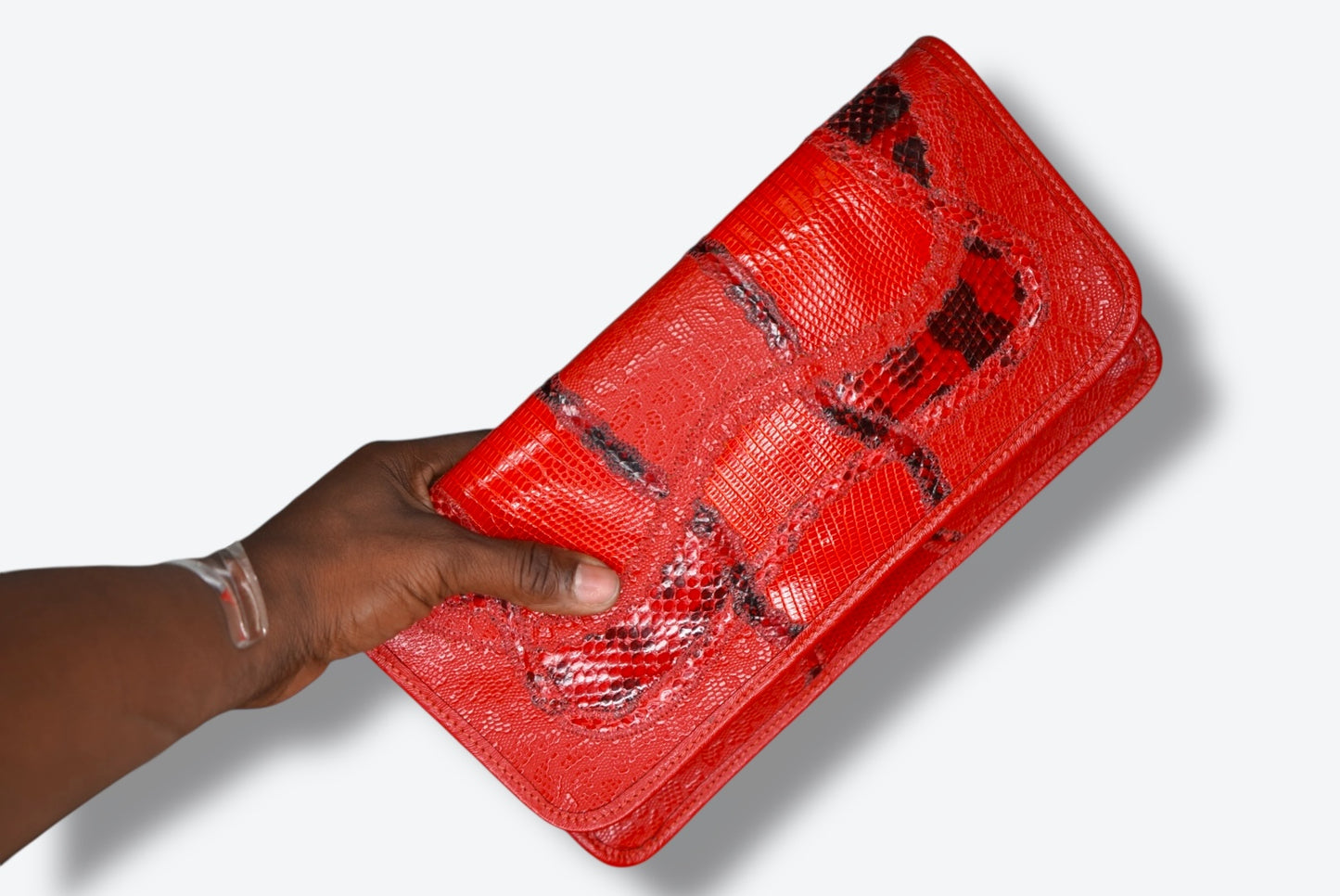 1970s Carlos Falchi Red Snakeskin Bag (Crossbody)
