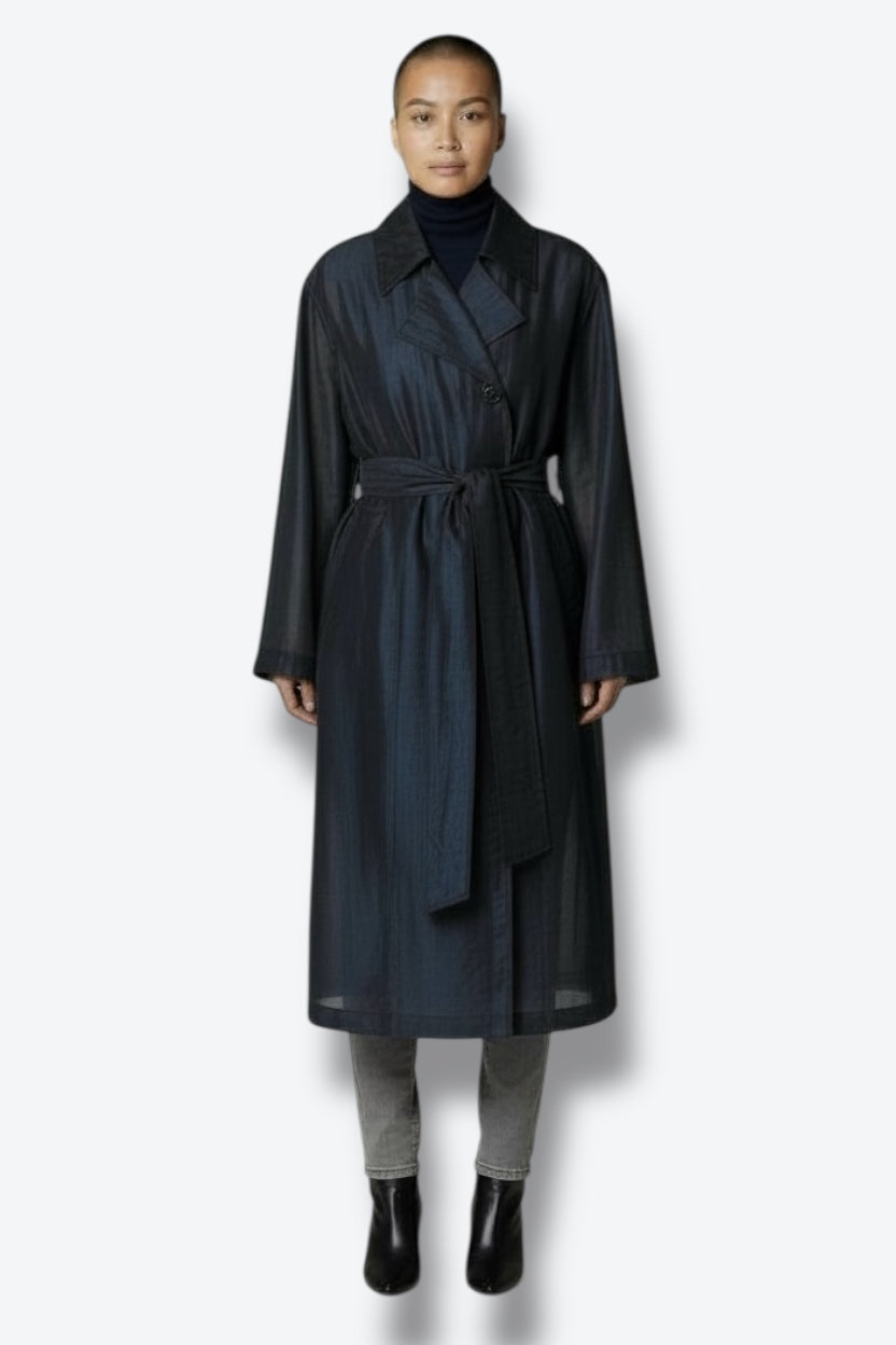 1990s Louis Féraud Vintage Navy Trench Coat