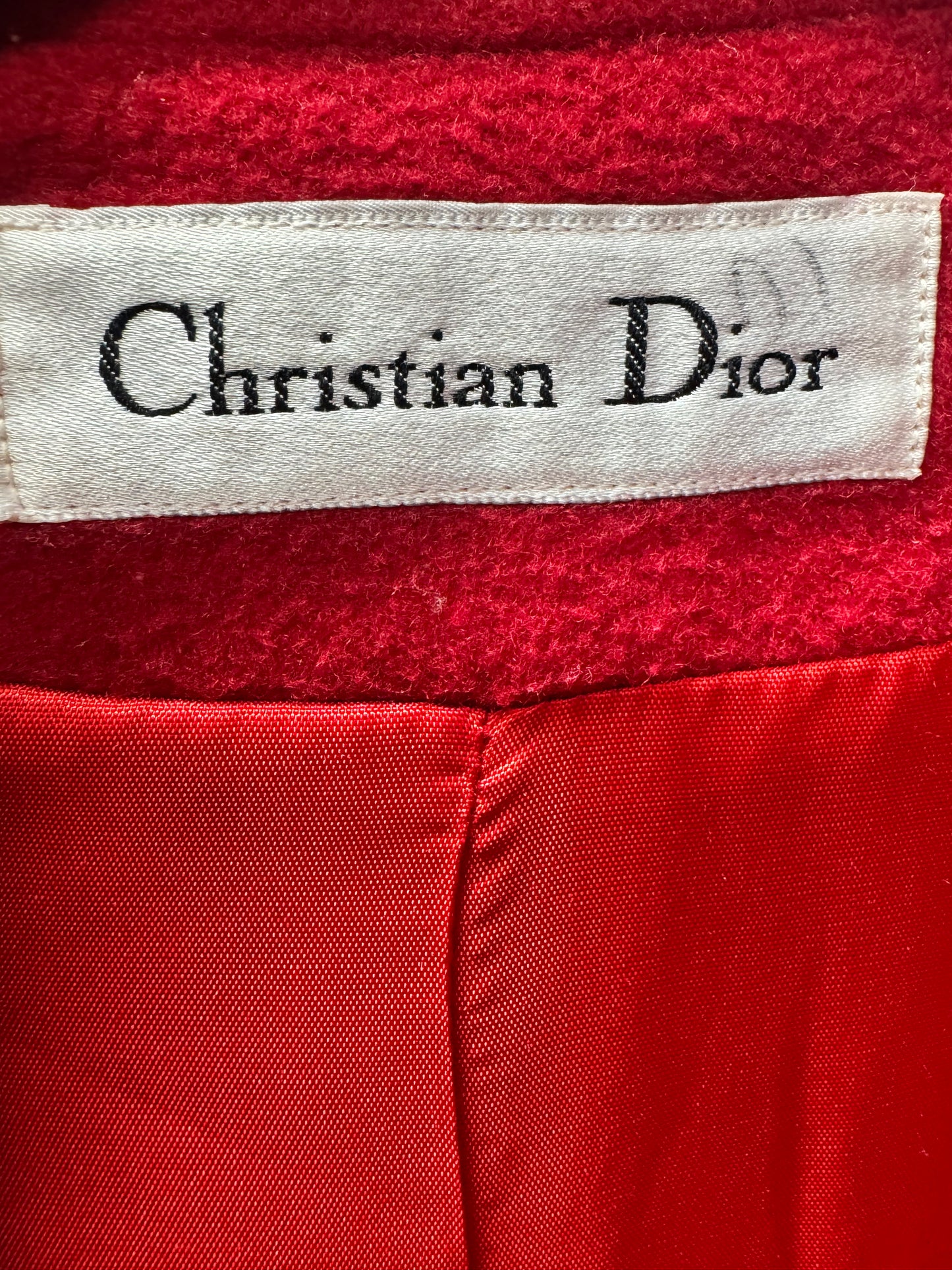 Christian Dior Red Double-Breasted Wool Coat