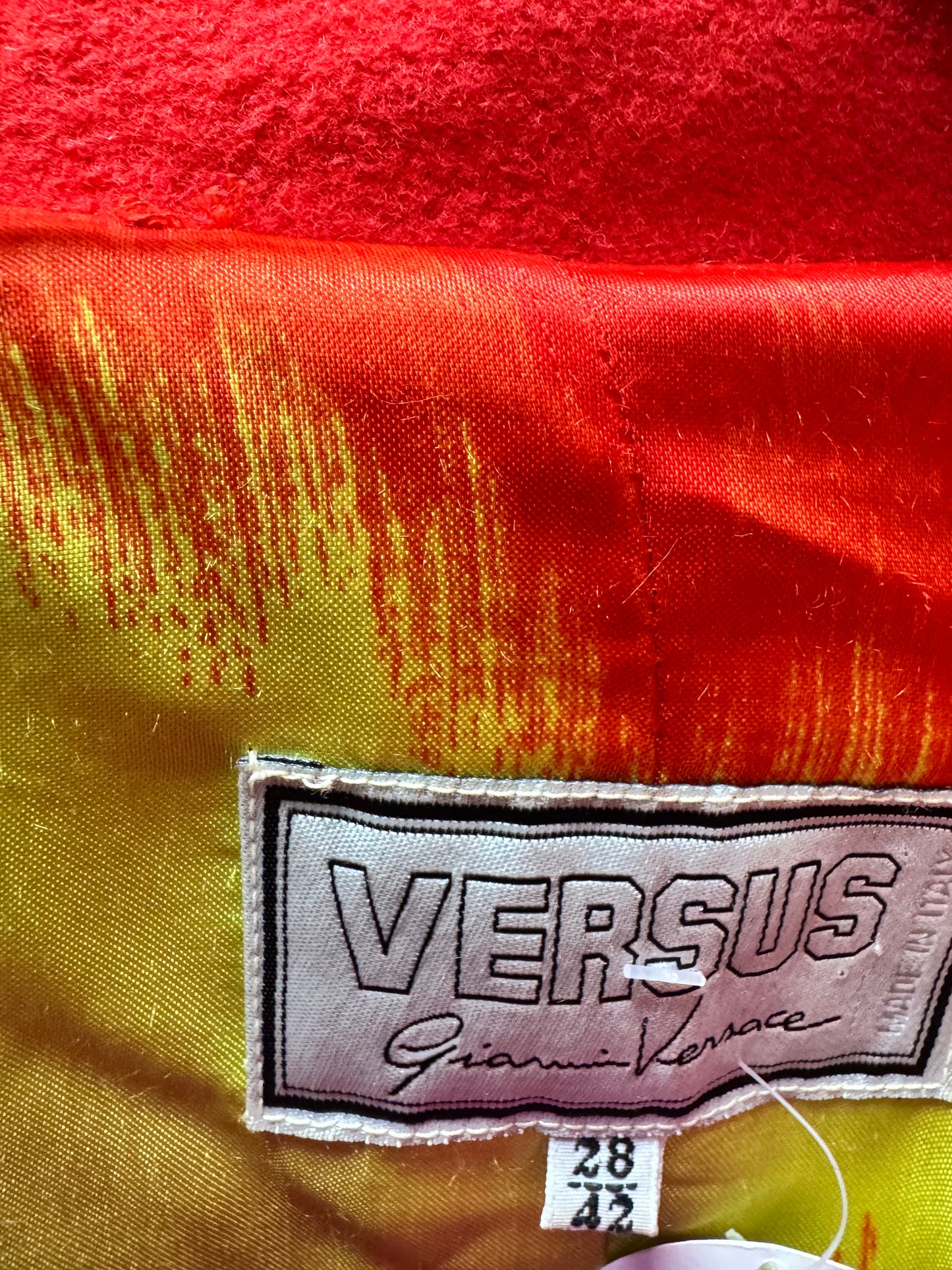 “Versus by Gianni Versace” Tricolor Wool Chain-Closure Coat