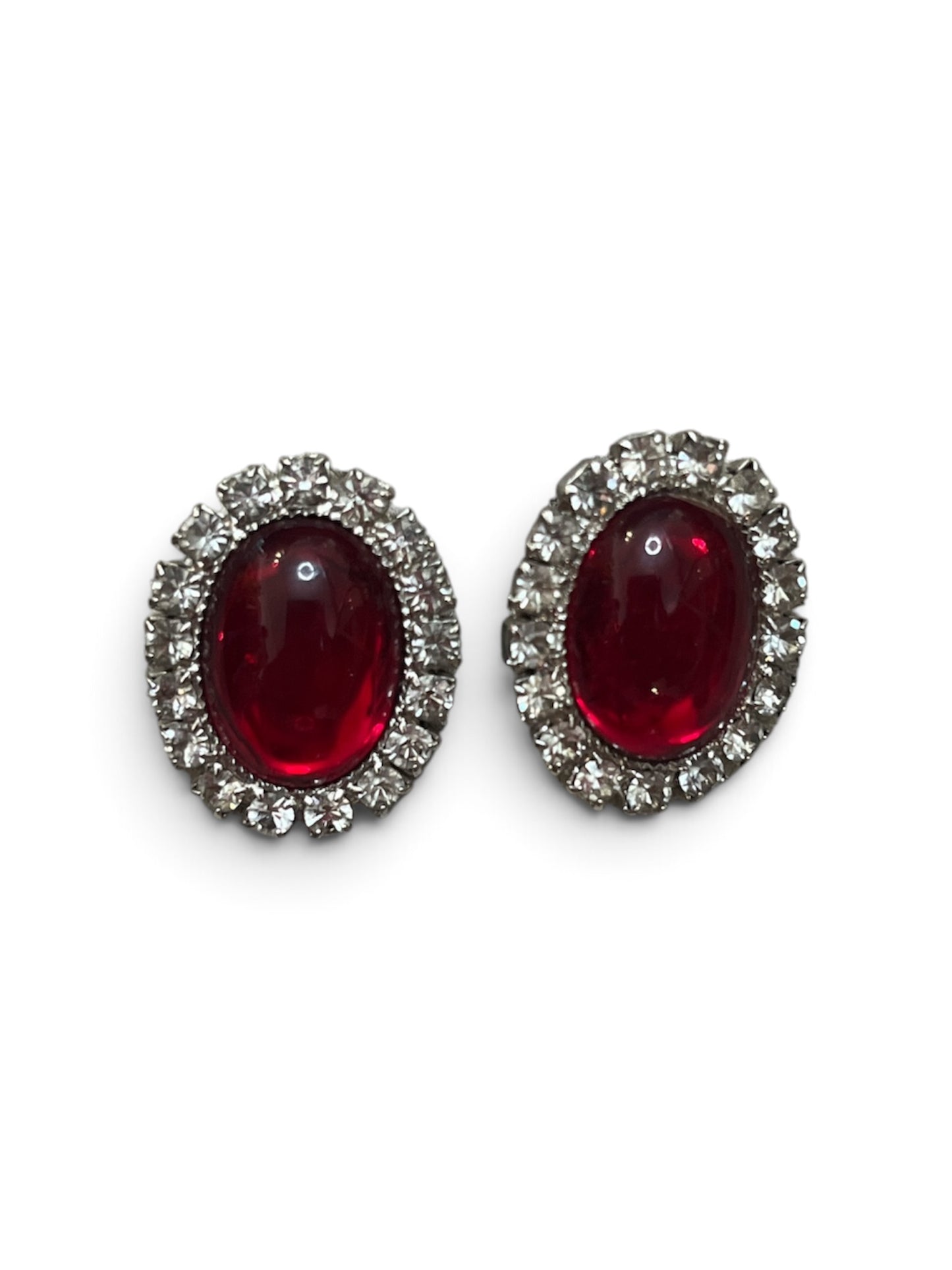 1980s Red Gem Crystal Studs (Clip)
