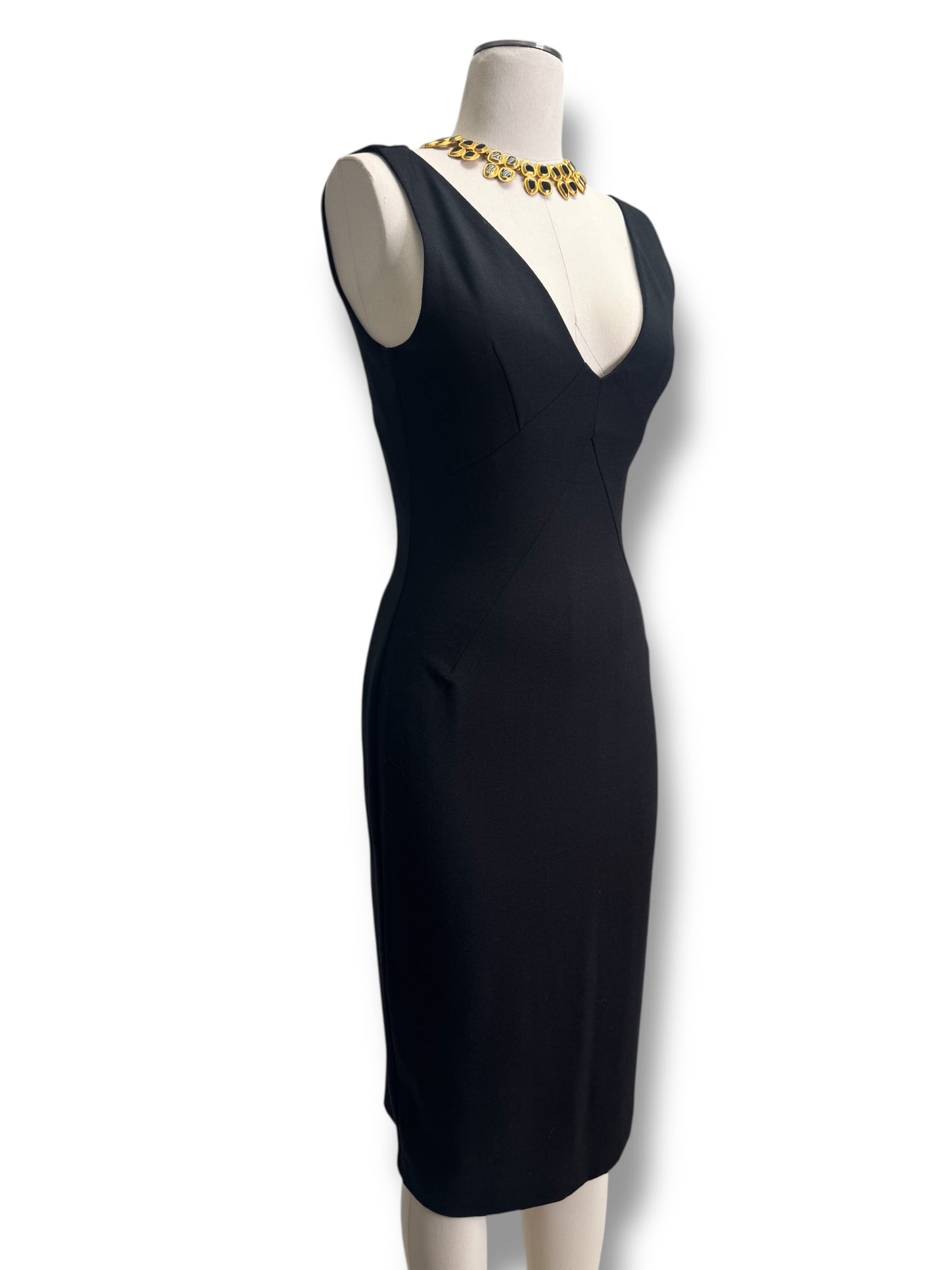 1990s Dolce & Gabbana Slick Deep V Neck Dress
